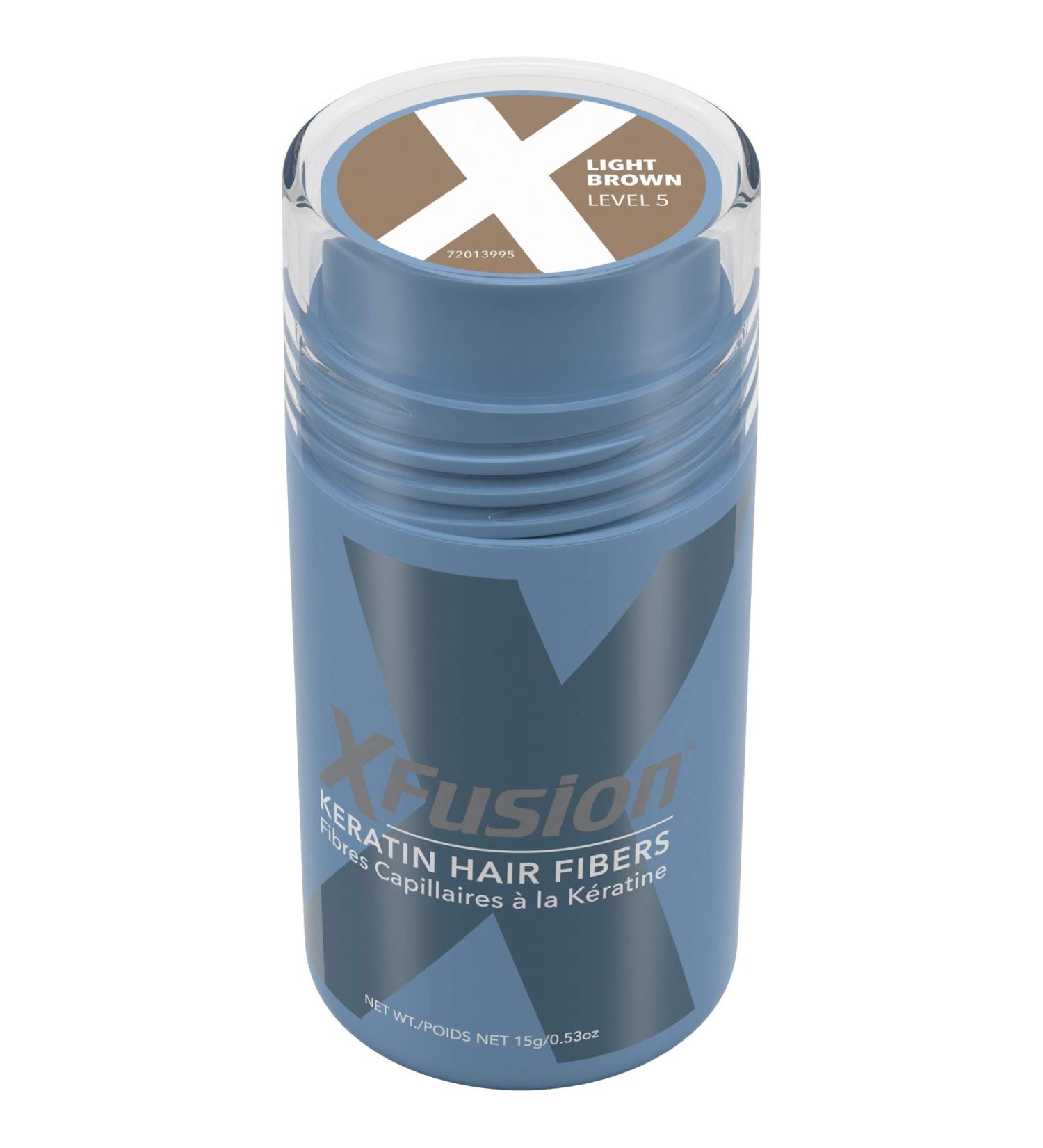 XFusion Keratin Hair Fibers (15g) - Light Brown | Instantly Conceal Thinning Hair - Buy Online on GoSupps.com