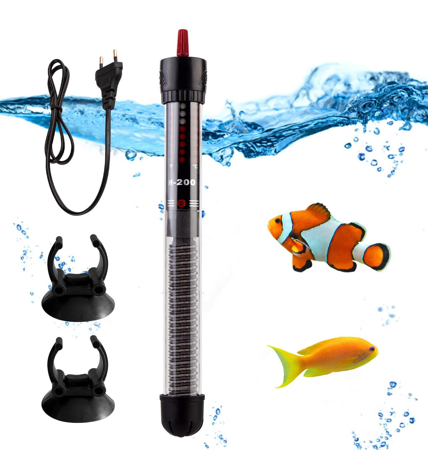 Vegena Aquarium Heater 200W Adjustable Thermostat for 200L Fish Tanks | Reliable Heating Rod with Suction Cups - Buy Online on GoSupps.com