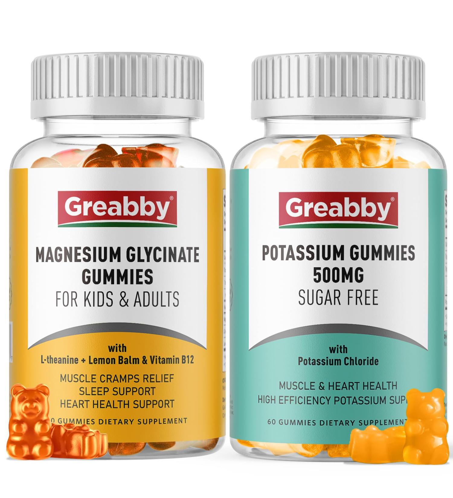 Potassium Magnesium Gummies Potassium Chloride 500mg Magnesium Glycinate 300mg Mineral Supplements for Family - Buy Online on GoSupps.com