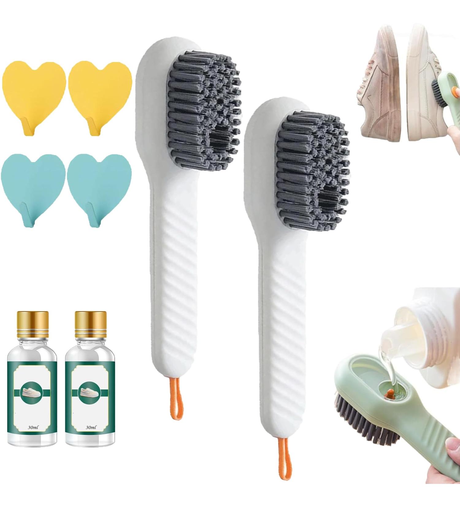 2 in 1 Multifunction Cleaning Brush Multifunctional Cleaning Brush with Soap Dispenser Liquid Filled laundry Brush Household Cleaning Clothes Shoes Brush with Liquid Box (2pcsWhite) - Buy Online on GoSupps.com