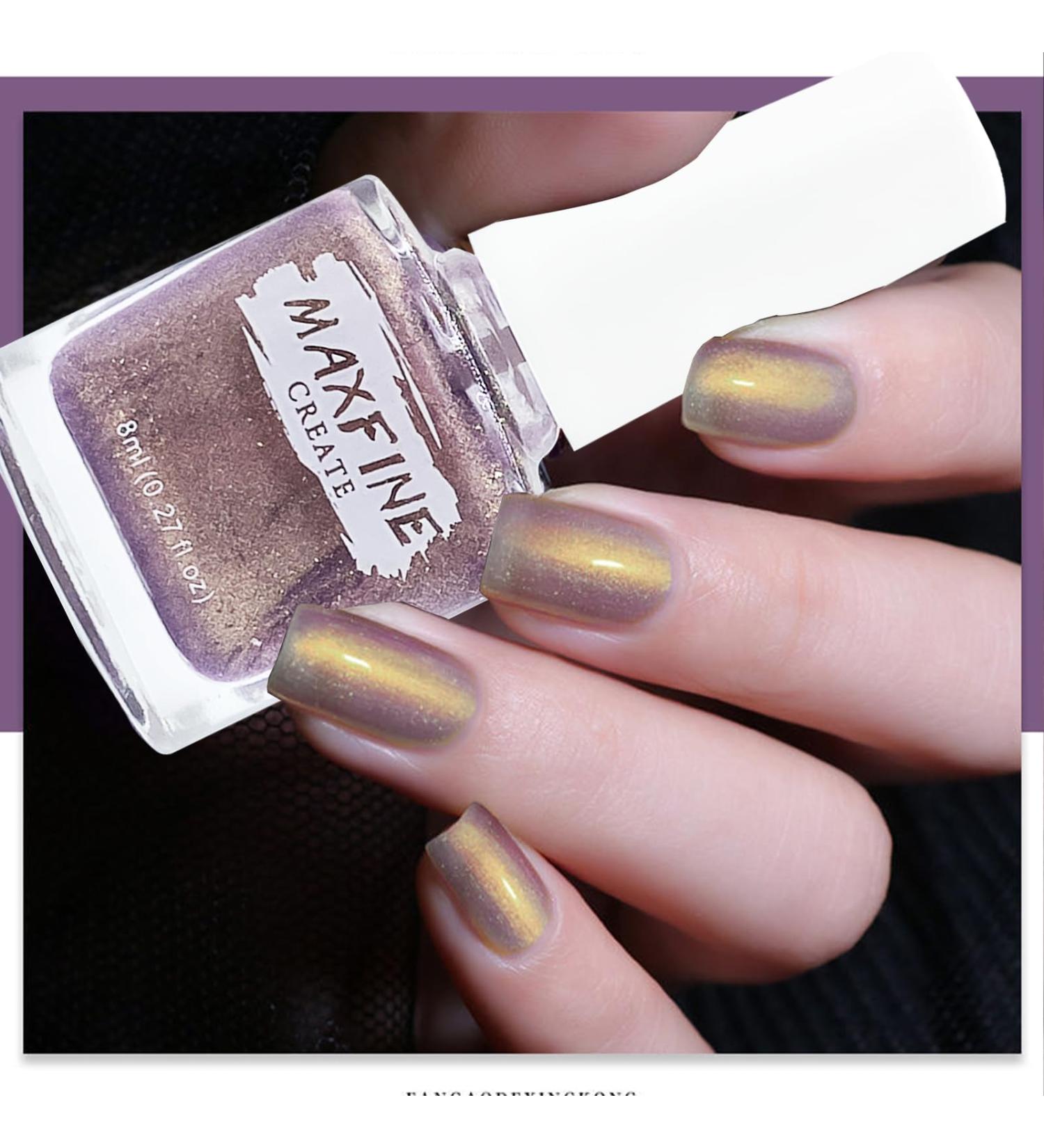 Pearl Nail Polish Nail Varnish - Long Lasting Peeling Off Nail Polish - Mermaid Shell Quick Dry Holographic Nail Polish - No UV Needed Non Toxic Water Based Formula for Women Girls Teens(Gold Purple) - Buy Online on GoSupps.com