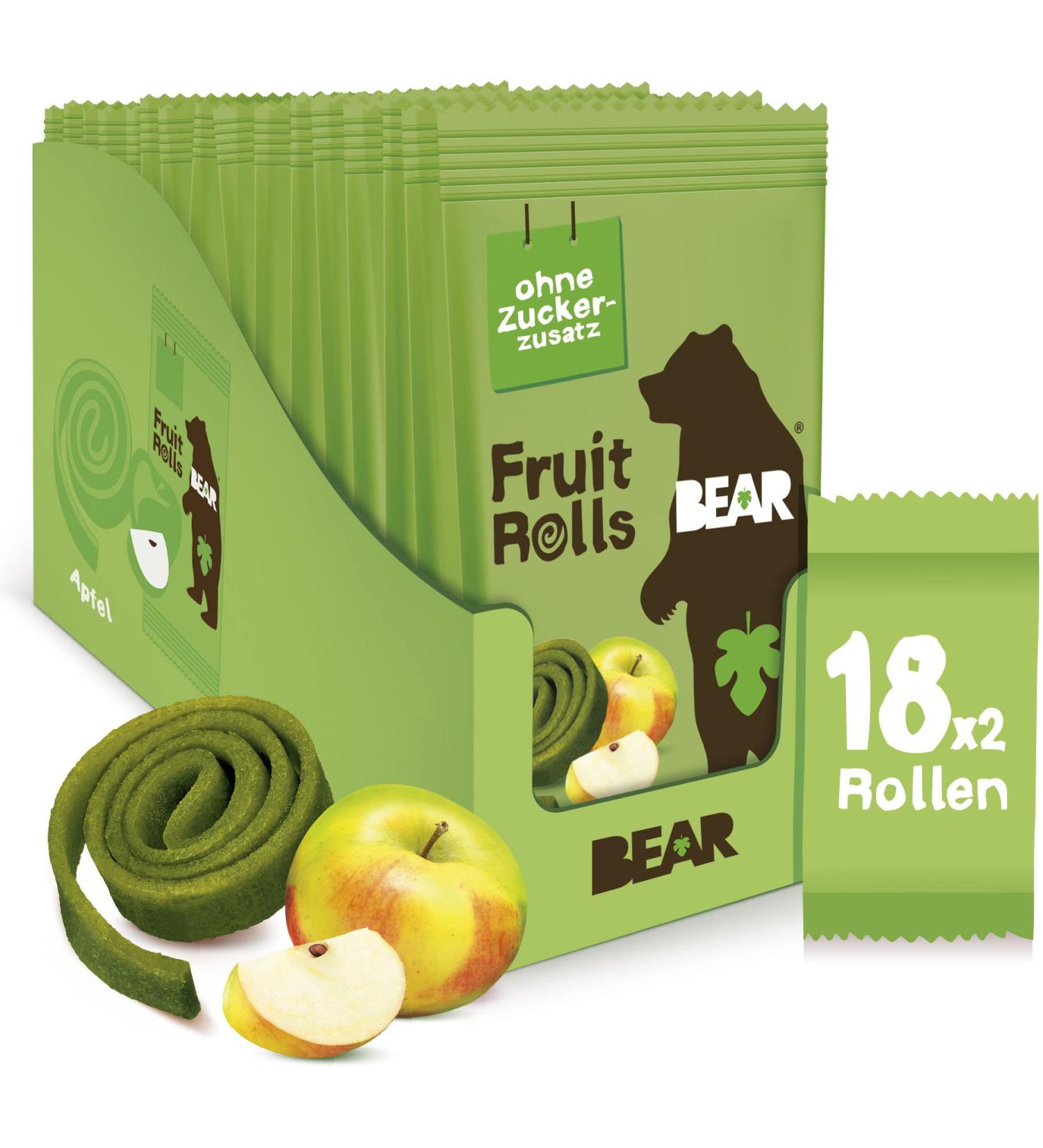 Buy Bear Fruit Rolling Apple | 100% Natural Healthy Snack | No Added Sugar | 18 Bags x 20g | Perfect for Kids & Adults - Buy Online on GoSupps.com