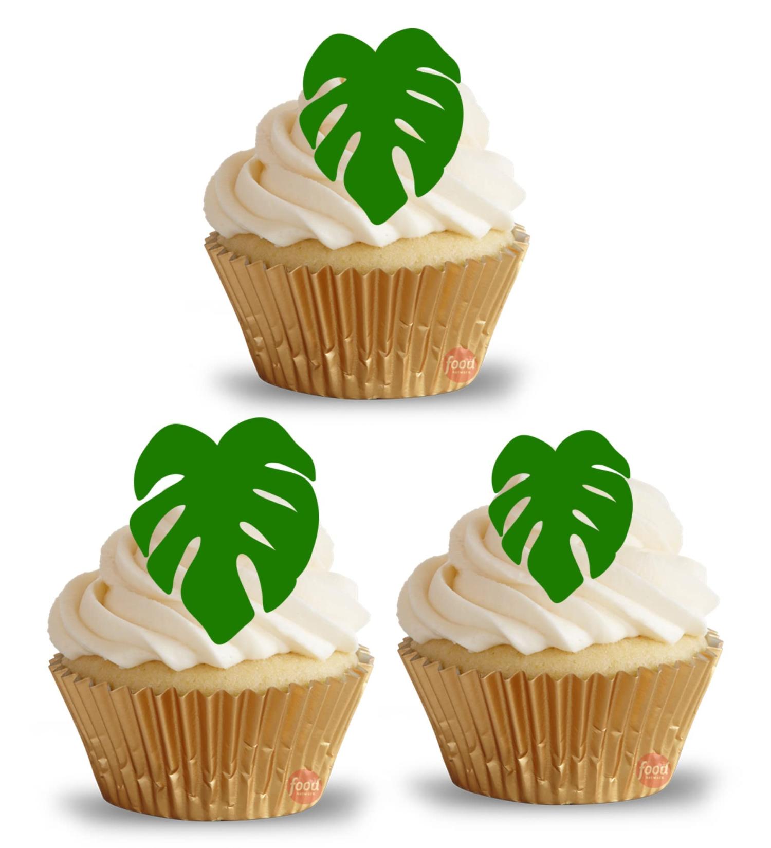 24 edible PRE CUT Jungle rainforest leaves kids childrens party decorations Wafer Paper Cupcake Topper Cake - Buy Online on GoSupps.com