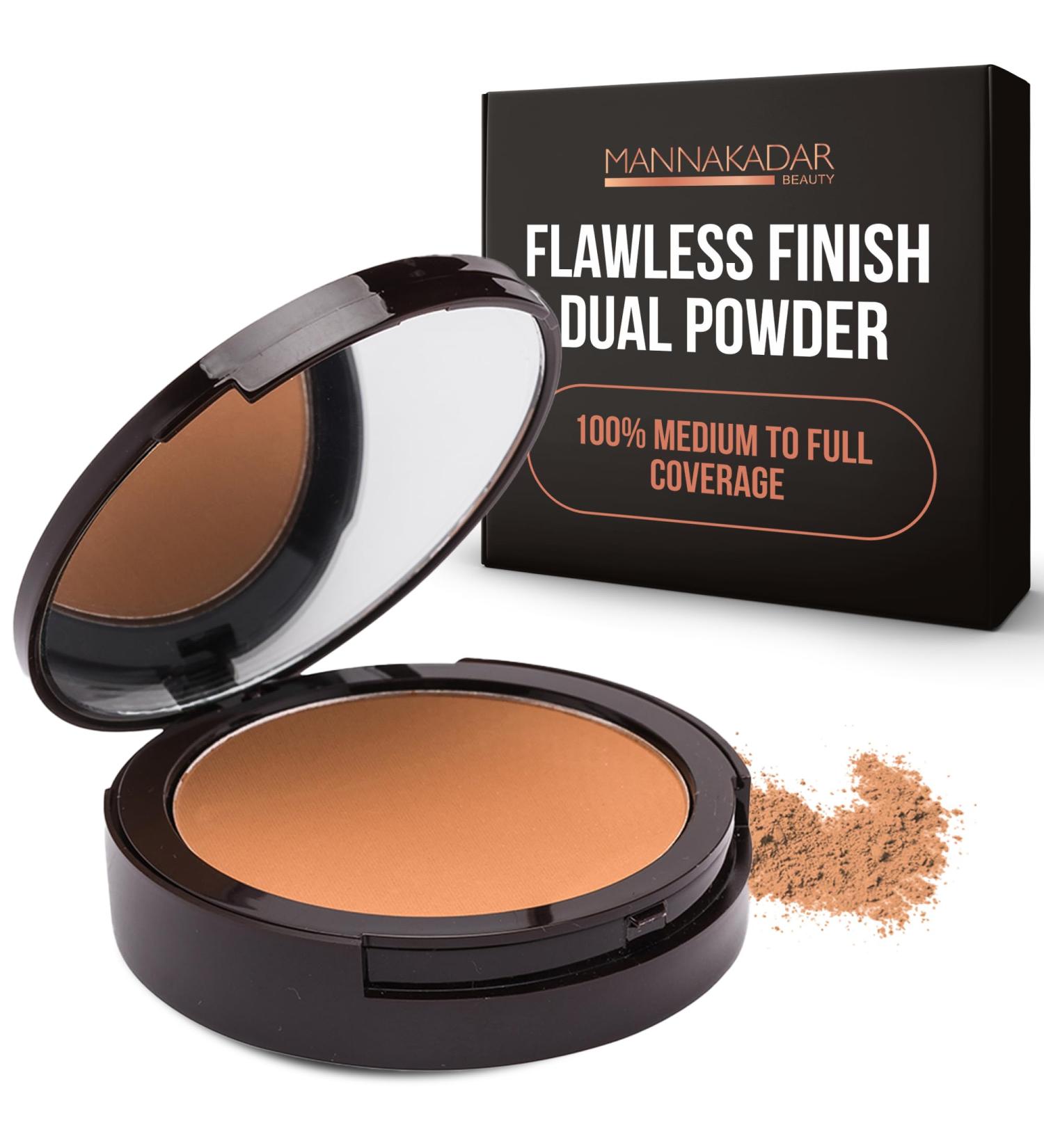 Manna Kadar Beauty Compact Dual Pressed Powder C6 Tan - Medium to Full Coverage Oil Absorbing Foundation & Setting Powder for Warm Medium Skin Tone - Long-Lasting Matte Finish - Buy Online on GoSupps.com