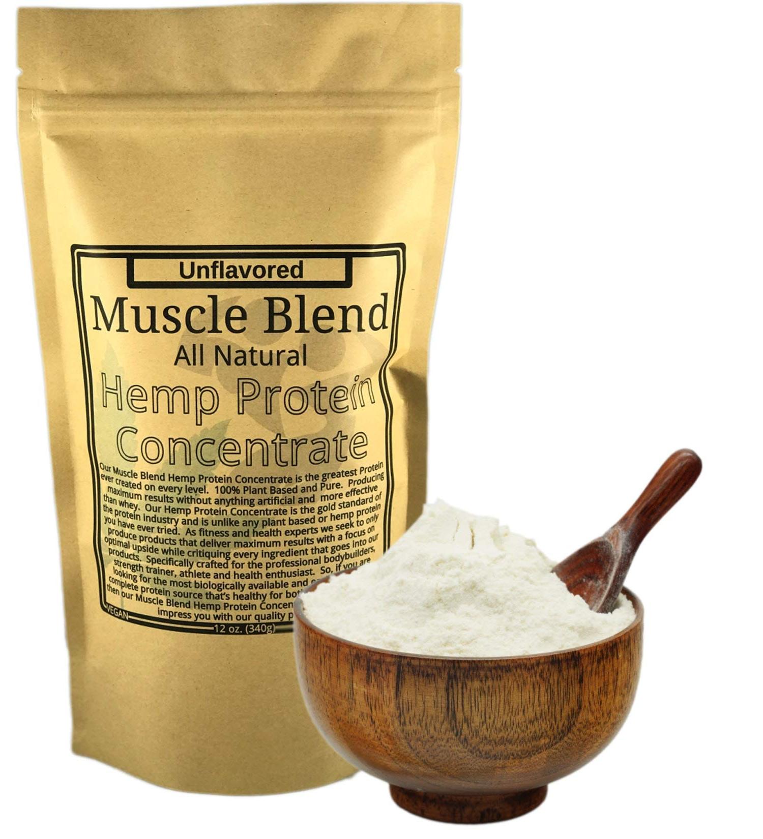 Raw Vegan Hemp Protein Concentrate Powder - 100% Pure Unflavored - Muscle Blend - 12 oz Pouch - Made in USA - Buy Online on GoSupps.com
