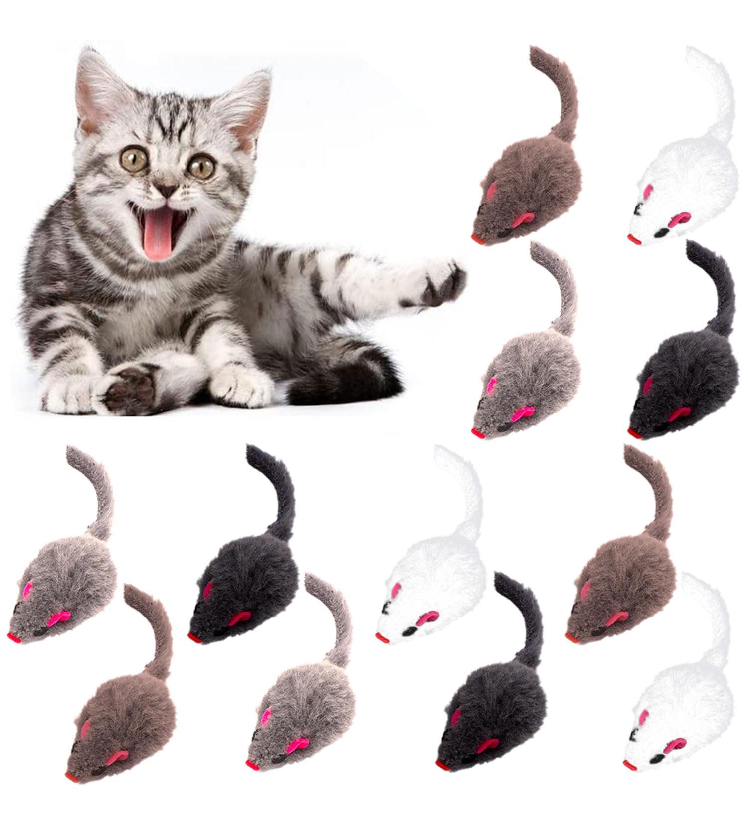 Sunshine Smile 12-Piece Cat Toy Mouse Set | Plush Tails & Fur Mice for All Cat Breeds - International Shipping Available - Buy Online on GoSupps.com