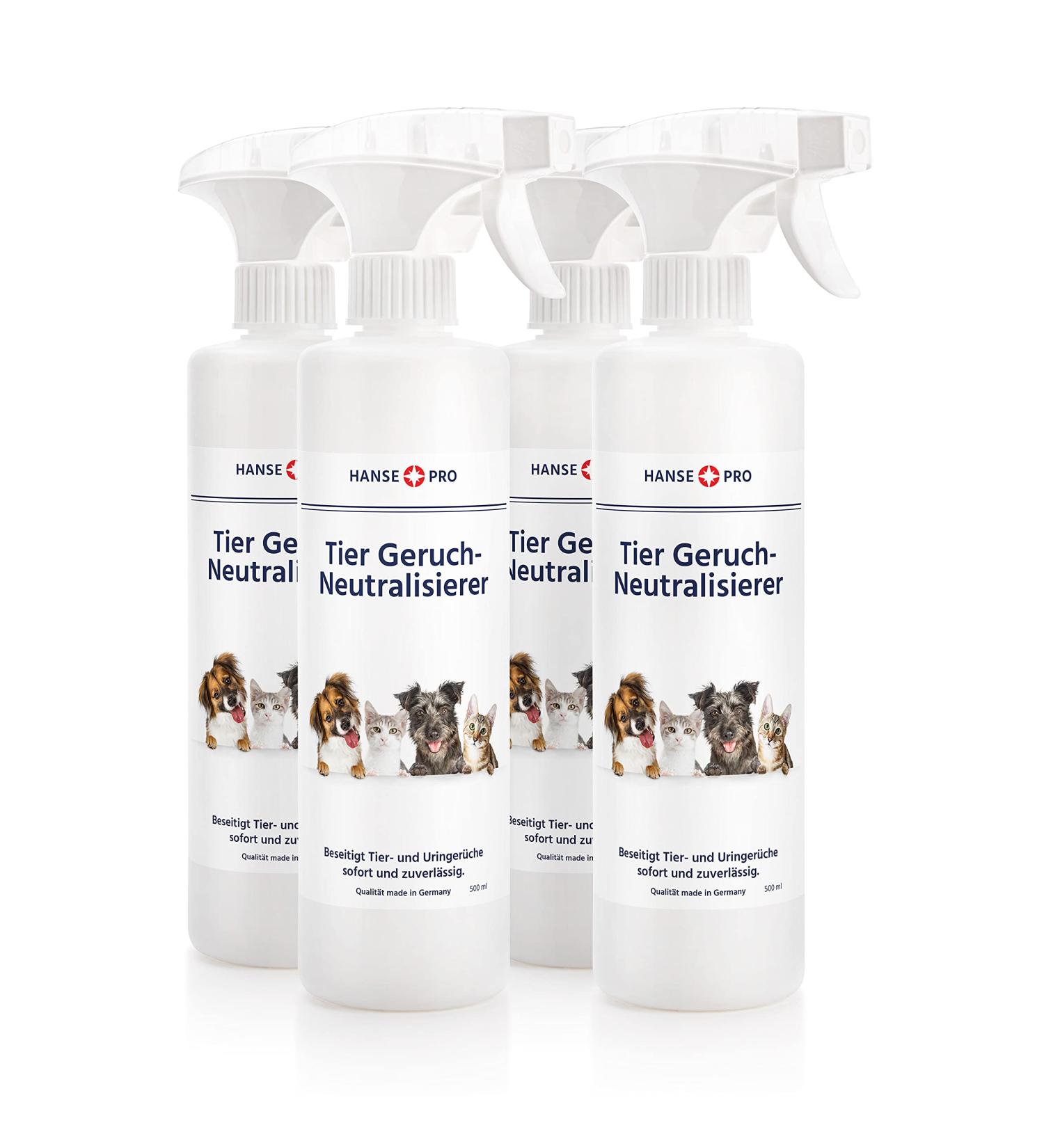 Hansepro Animal Odor Neutralizer - 4 x 500 ml | Odor & Stain Remover for Cat & Dog Urine | Effective Odor Eliminator - Buy Online on GoSupps.com