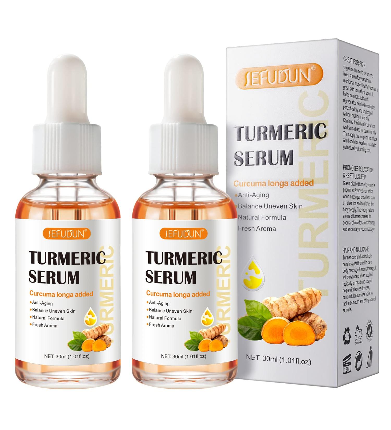 Frovetani 2 Pack Turmeric Serum for Dark Spot Removal Dark Spot Correction Oil Face and Body Serum Oil Natural Turmeric Oil for Fights Acne Skin - Buy Online on GoSupps.com
