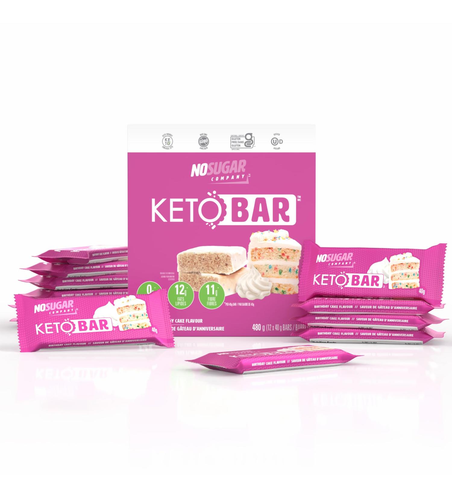 No Sugar Keto Bar Snack - Low Carb No Sugar Keto Snack Food with Keto Friendly Macros (12 x 1.41oz Bars Birthday Cake) - Buy Online on GoSupps.com