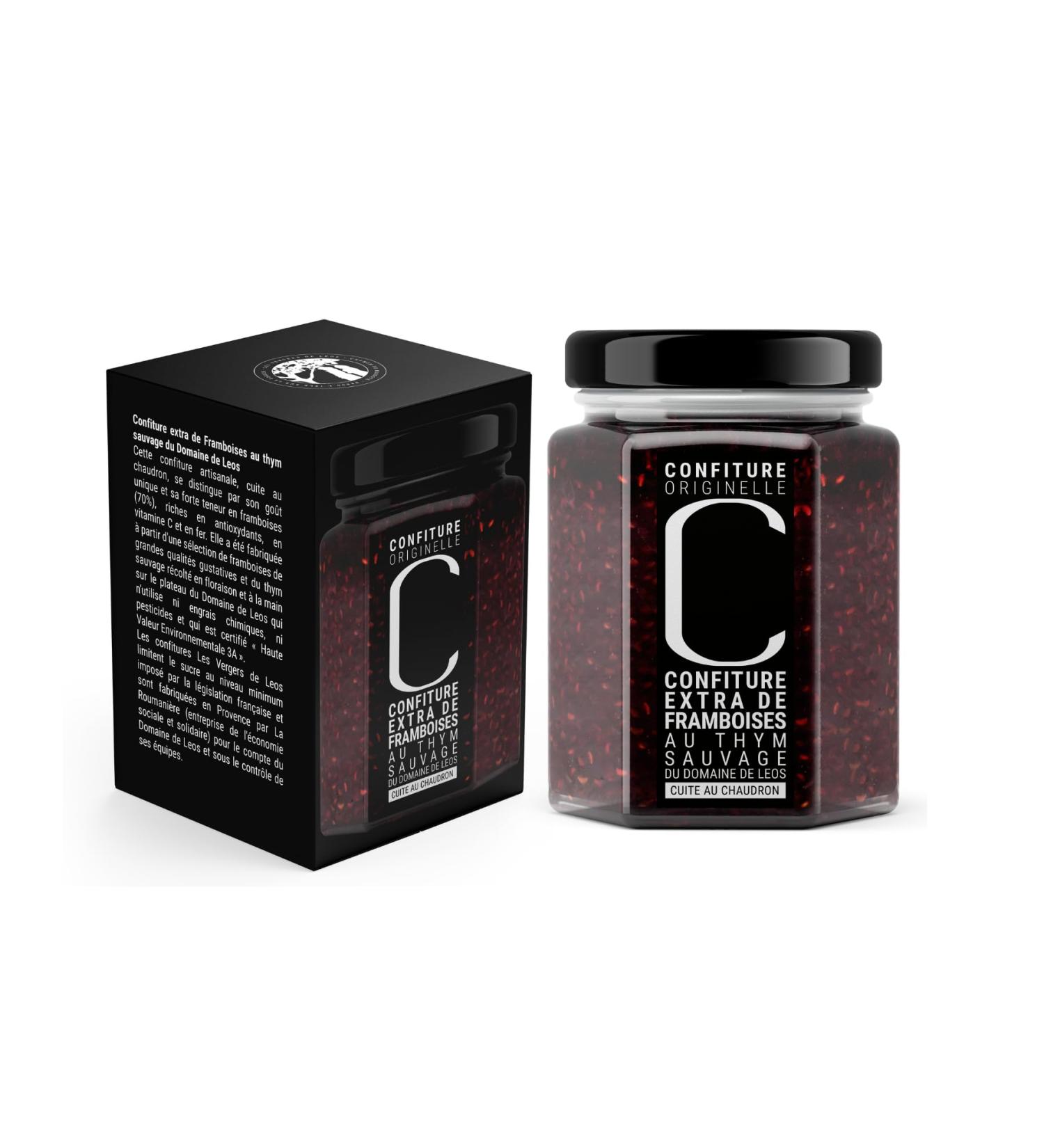  leos LEOS - Extra Raspberry Jam with Wild Thyme - C DE LEOS - 328g with case - Cooked in a cauldron in Provence - 100% Artisanal & Natural - 70% Fruit - No Preservatives & No Colourings - Buy Online on GoSupps.com