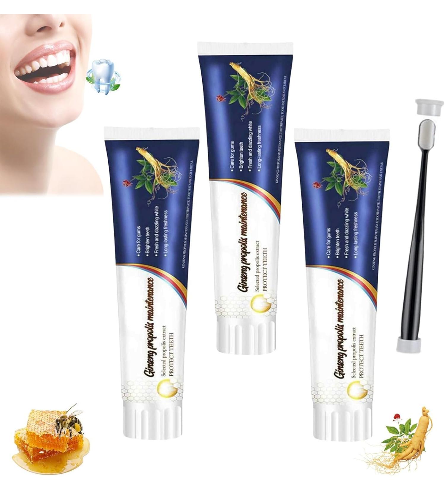 Ginseng Propolis Whitening Toothpaste Stain Removal & Fresh Breath (3 pcs) | Natural Tooth Care for Loose Teeth - Buy Online on GoSupps.com