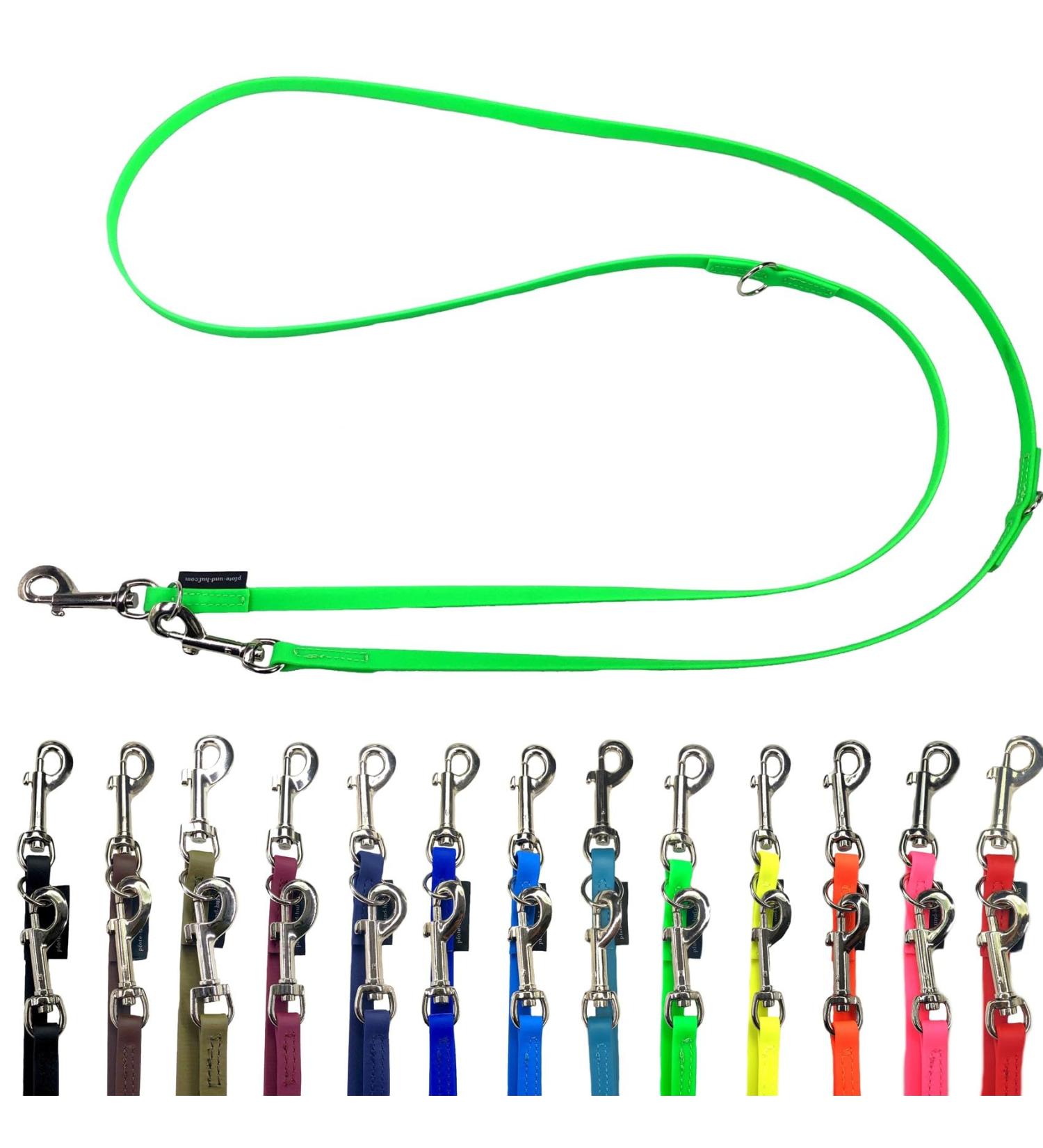 Biothane Dog Leash for Small & Large Dogs - Adjustable 2m to 5m with Silver Hook - Neon Green (2.80m x 13mm) - Buy Online on GoSupps.com