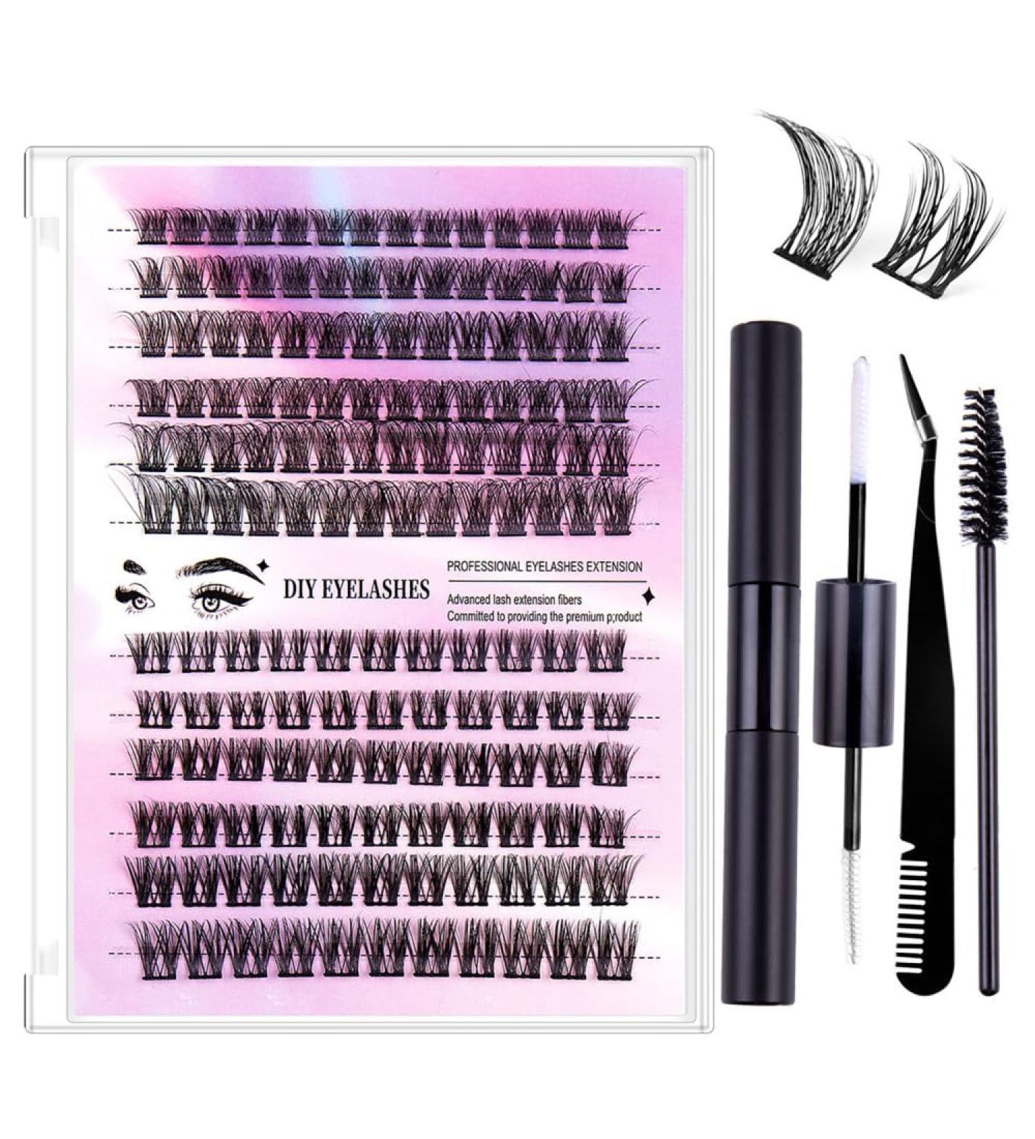 Laluerck DIY Lash Extension Kit C Curl Cluster Lashes with Glue and Lash Applicator Tools for Self Application at Home Set 2 - Buy Online on GoSupps.com