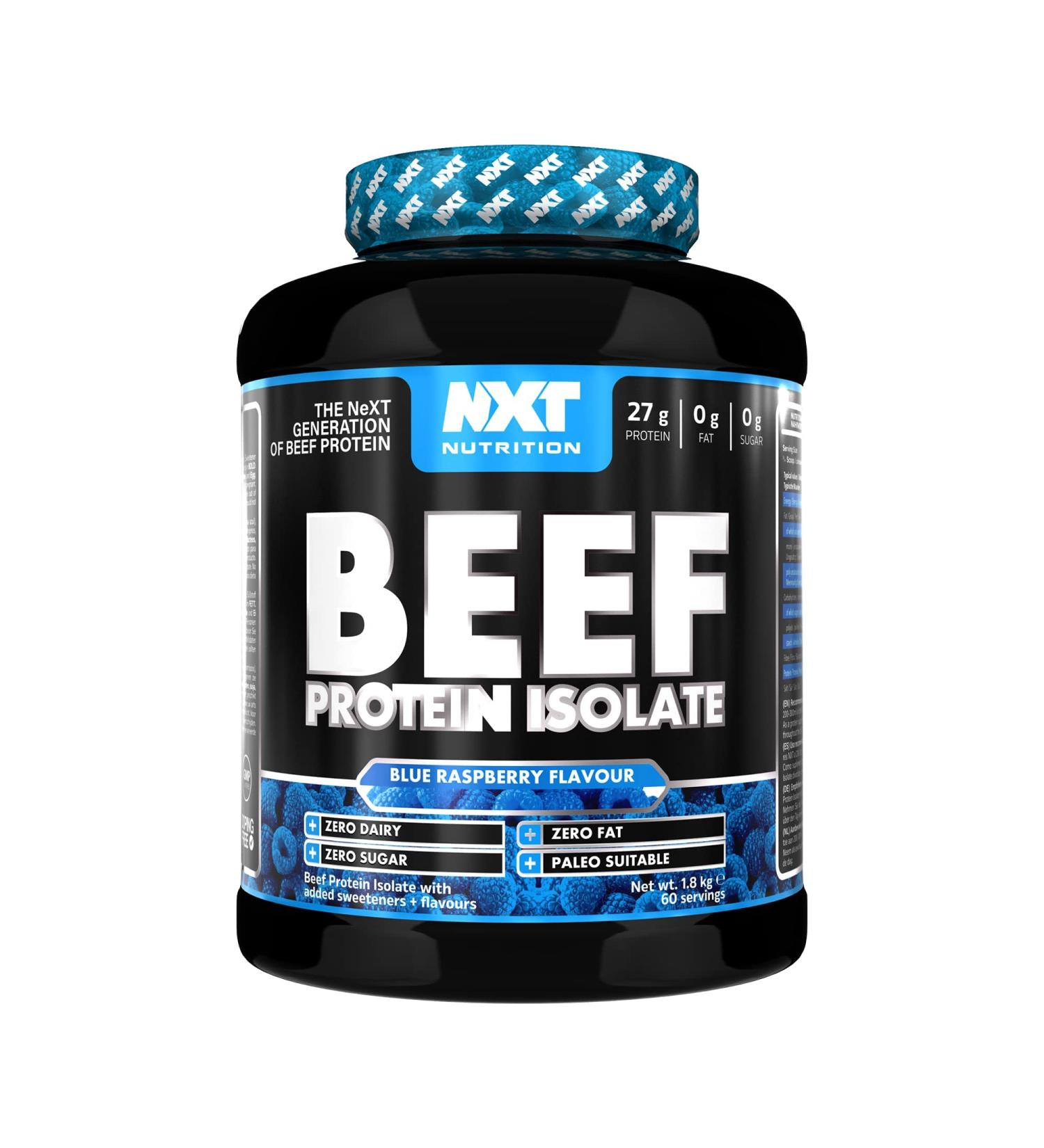 NXT Nutrition Beef Protein Isolate Powder - High Natural Amino Acids - Paleo Keto Friendly - Dairy & Gluten Free | Blue Raspberry 1.8kg - Buy Online on GoSupps.com