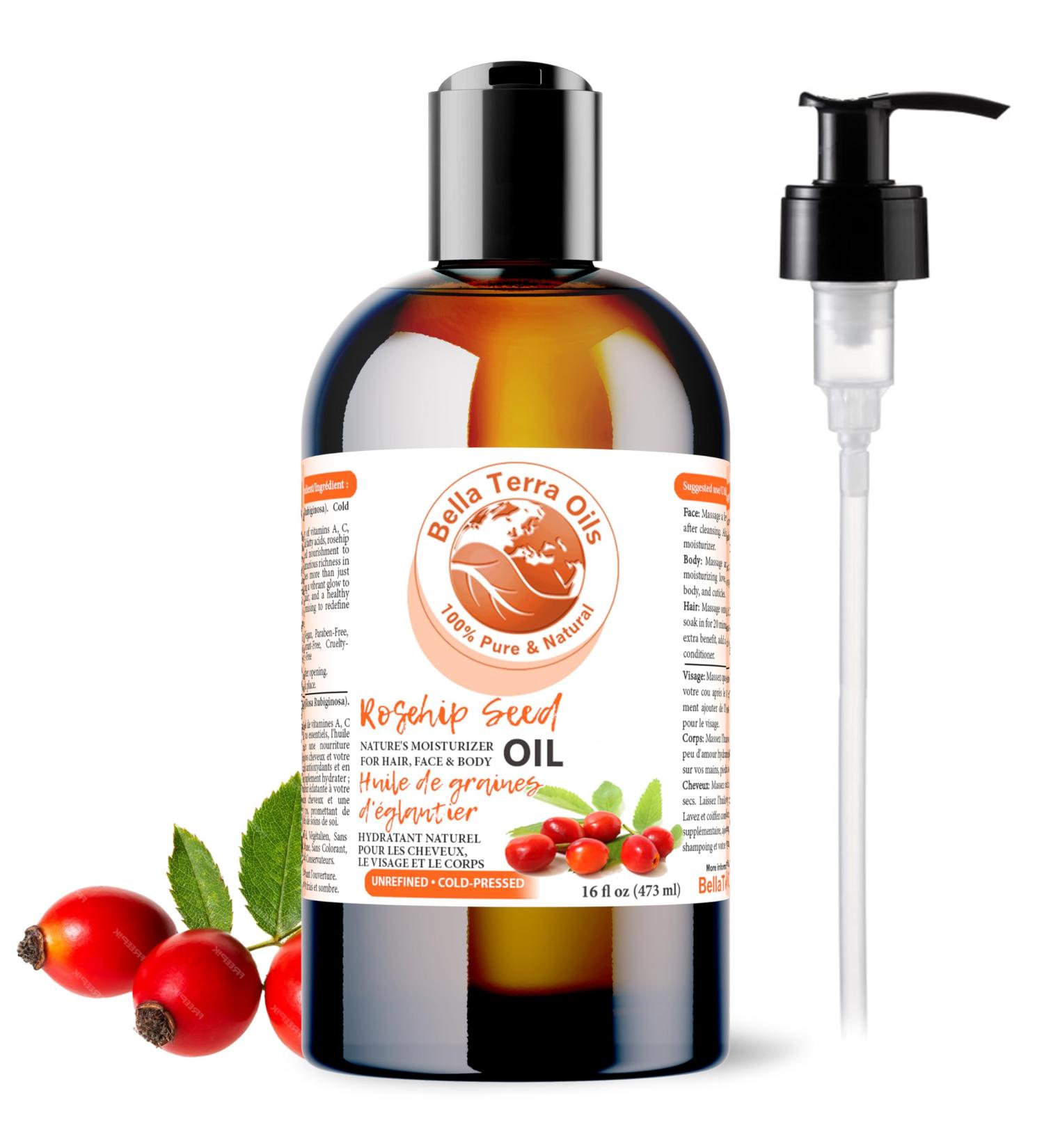 Rosehip Seed Oil. 473ml. 100% Pure. Cold-pressed. Unrefined. Chemical-free. Rich in Vitamin C. Great for Mature Skin. Natural Moisturizer for Hair Skin. 473 ml (Pack of 1) - Buy Online on GoSupps.com