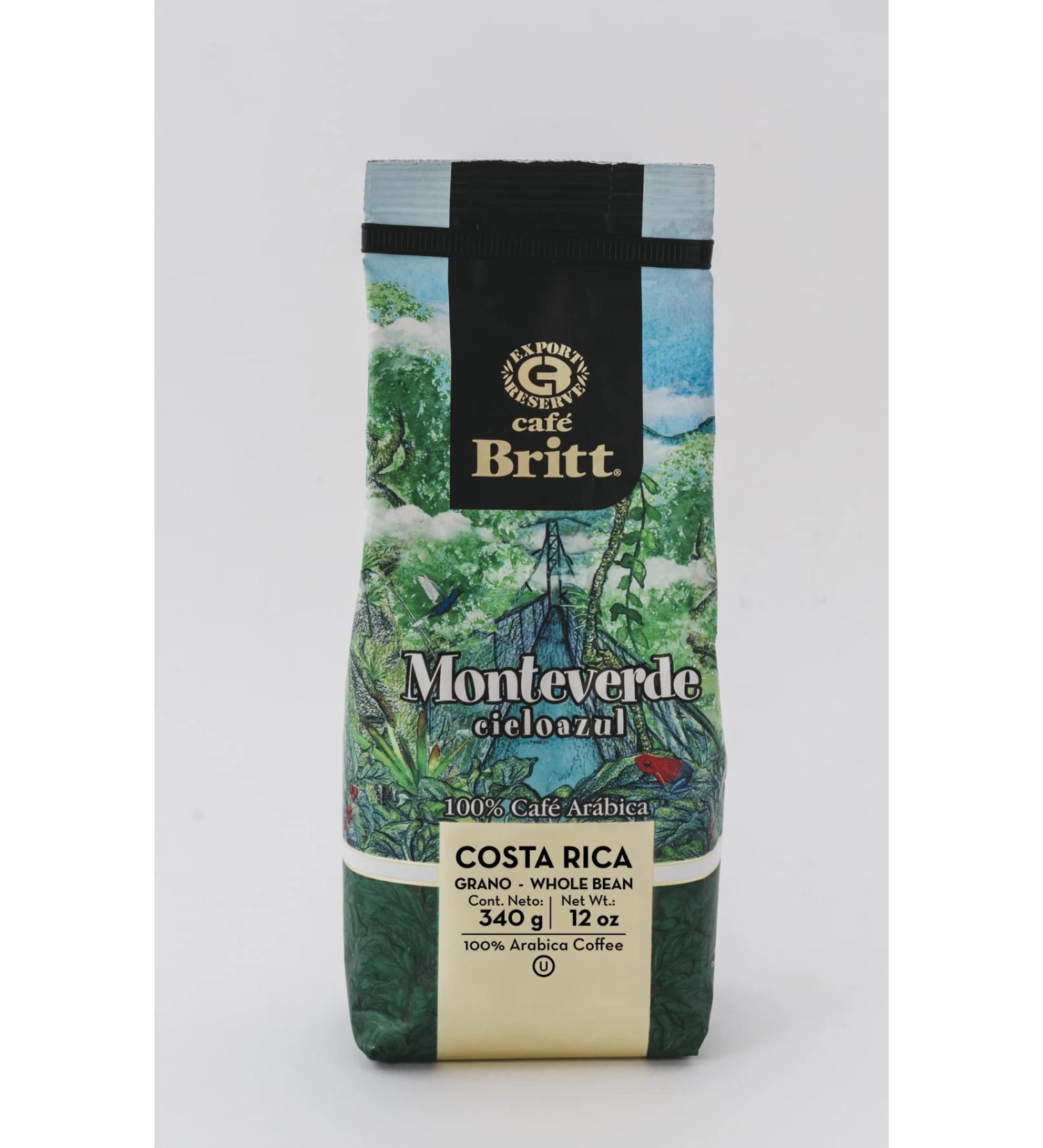 Britt Coffee - Costa Rican Monteverde (340 G.) (1-Pack) Whole Bean Arabica Coffee Kosher Gluten Free Gourmet & Medium Dark Roast - Buy Online on GoSupps.com