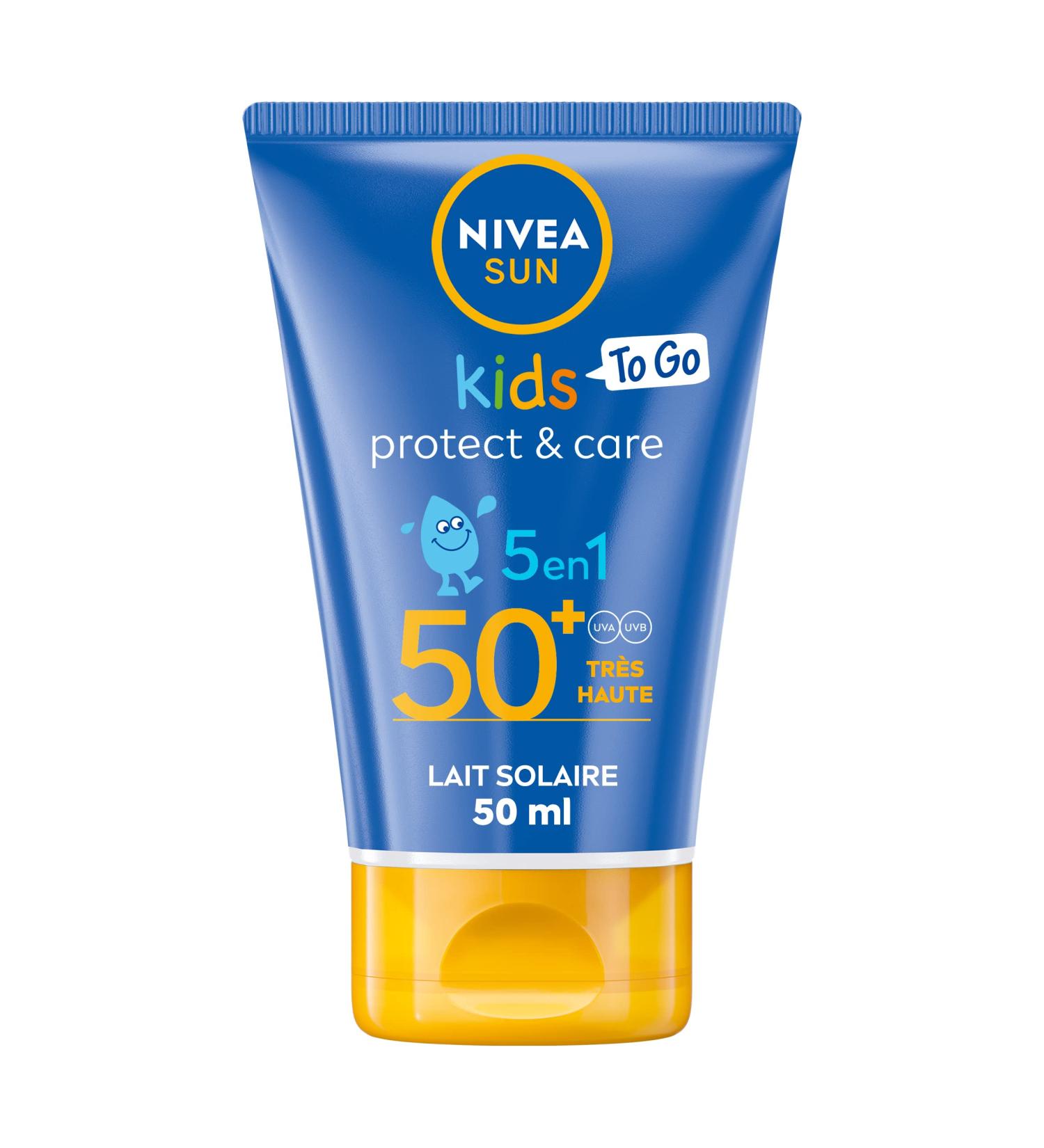 NIVEA SUN NIVEA Sun Protect & Play Kids Sun Lotion SPF 50+ Travel Size (1 x 50 ml) Water-Resistant Sun Cream Formulated Sun Protectio