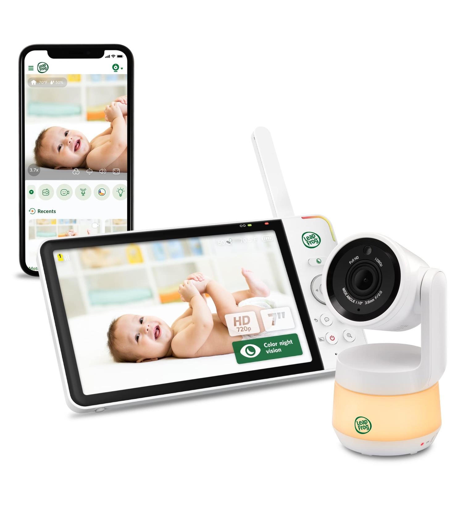 LeapFrog LF930HD 1080p Smart WiFi Baby Monitor with 360 Pan, Tilt & 8X Zoom | 7 HD Display, Night Light, Night Vision, Two-Way Intercom & Smart Sensors - Buy Online on GoSupps.com