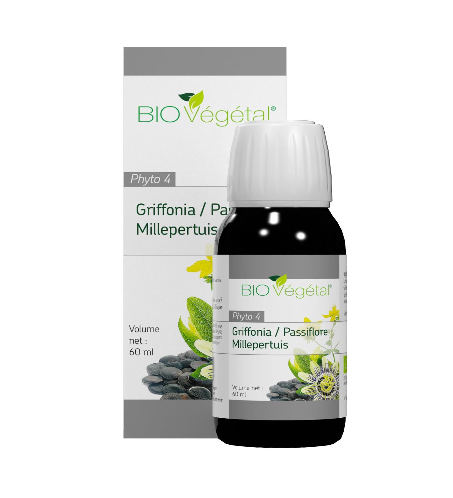 COMPLEX FLUID EXTRACTS PHYTO 4 ORGANIC that helps maintain a positive mood thanks to St. John's Word/High concentration (1:1)/ 60 ml with dosing pipette/Extract and packaged in France