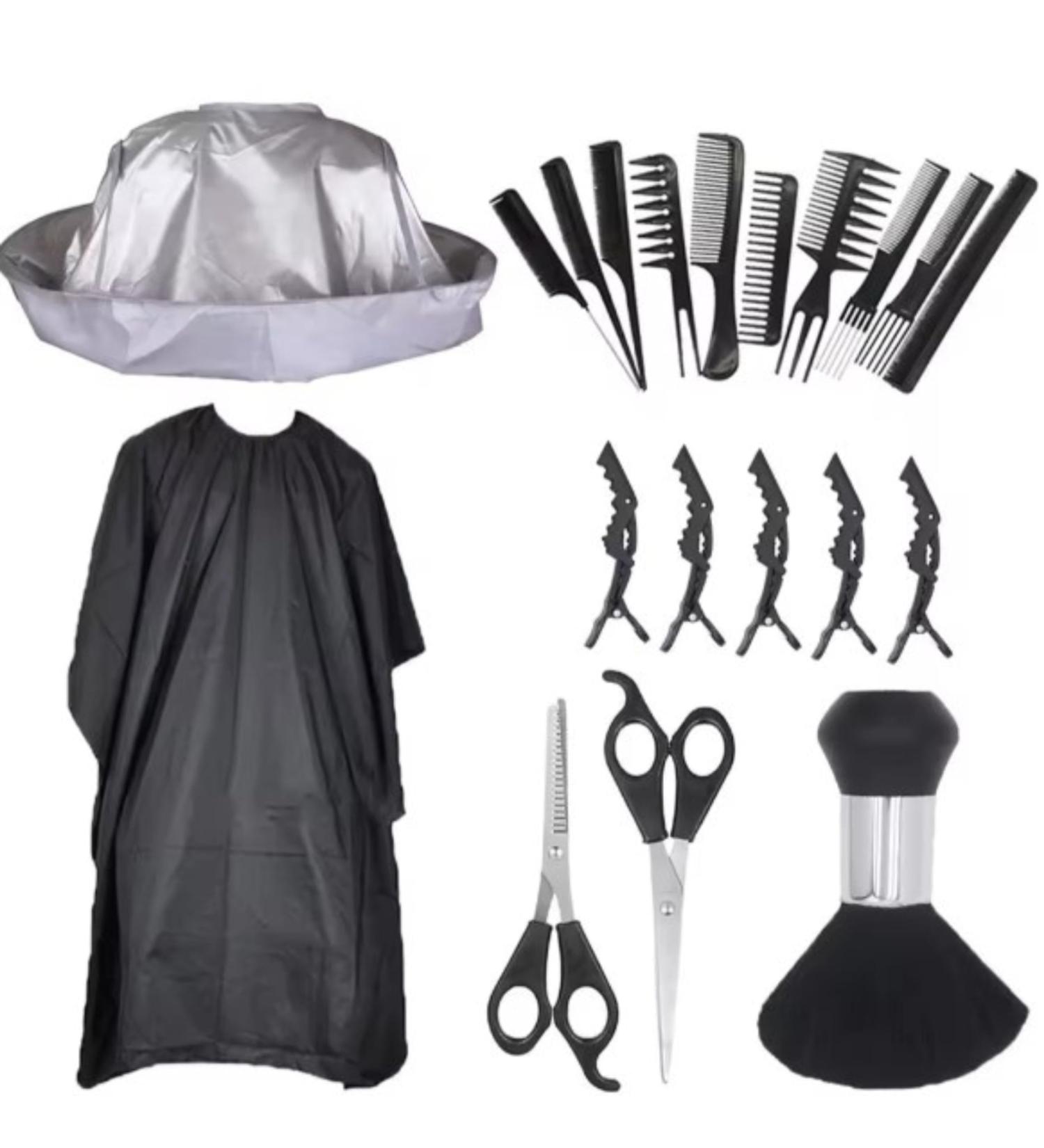 Buy Professional Hairdressing Kit - 20 Piece Scissors Combs & Accessories for Barbers & Stylists | Black/Silver - International Shipping Available - Buy Online on GoSupps.com