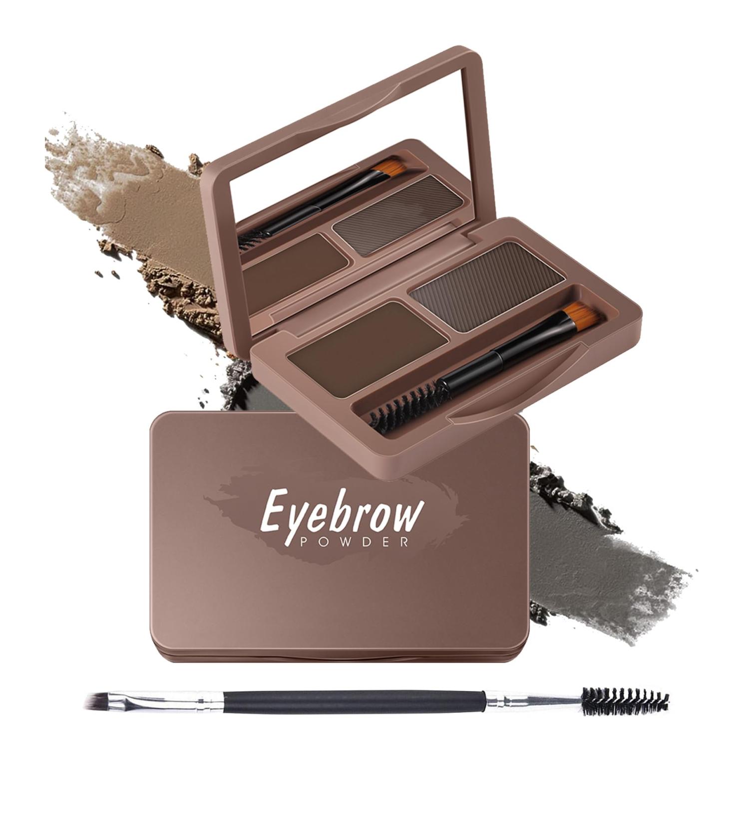Eyebrow Powder Kit-2 Colors Soft Eye Brow Tinted Powder Palette Waterproof & Long Lasting Natural Gray Brown Brow Professional Eyebrow Contour Makeup Set for Women with Mirror Brow Tool-2# 02# - Buy Online on GoSupps.com