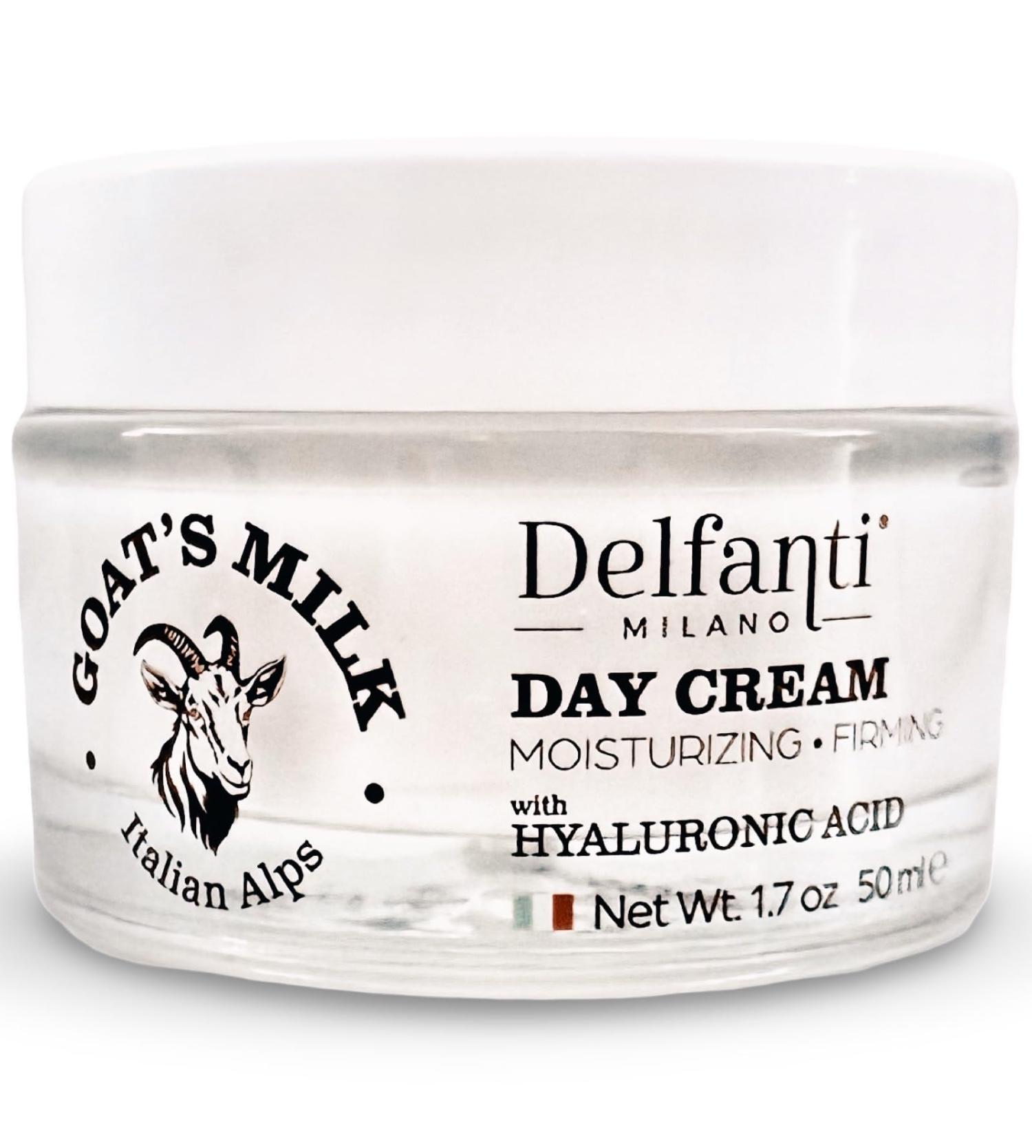 Delfanti-Milano GOAT'S MILK with HYALURONIC ACID Moisturizing and Firming DAY CREAM Face and Neck Moisturizer Made in Italy