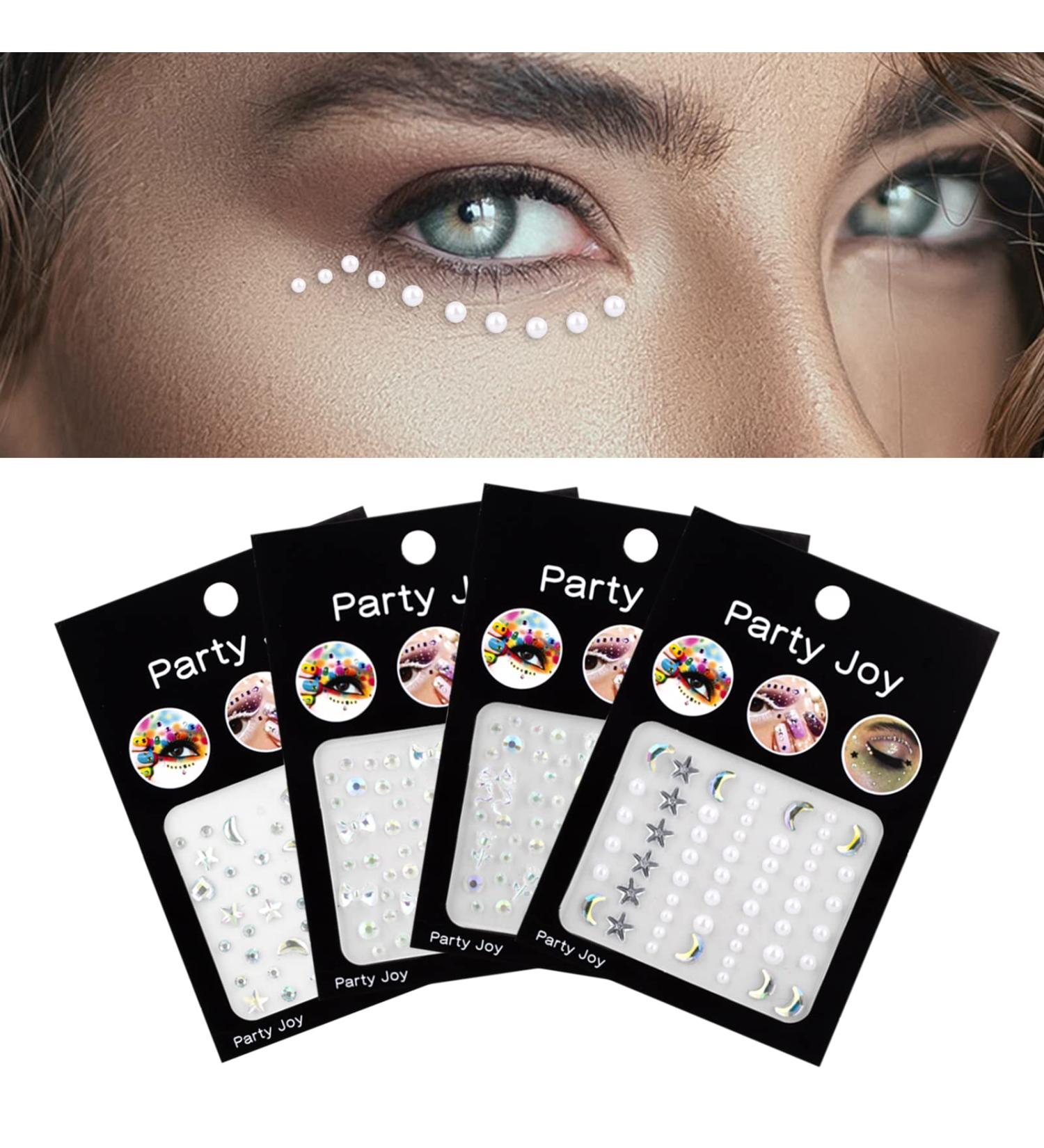 AIEX 4 Sheets Festival Face Gems Stick on  Self-Adhesive Face Jewels Stickers Face Diamonds Rhinestones for Makeup  Nail Gems Pearl Stickers for Face Eye Belly Arm Body Nail Decoration Party - Buy Online on GoSupps.com