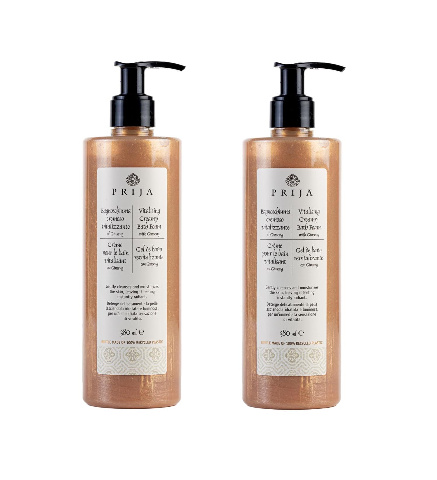 Prija Vitalizing Creamy Bath Foam Pearly Texture for Radiance Boost Gently Cleanses and Moisturizes The Skin with Ginseng Extract 2 x 12.85 Fl. Oz - Buy Online on GoSupps.com