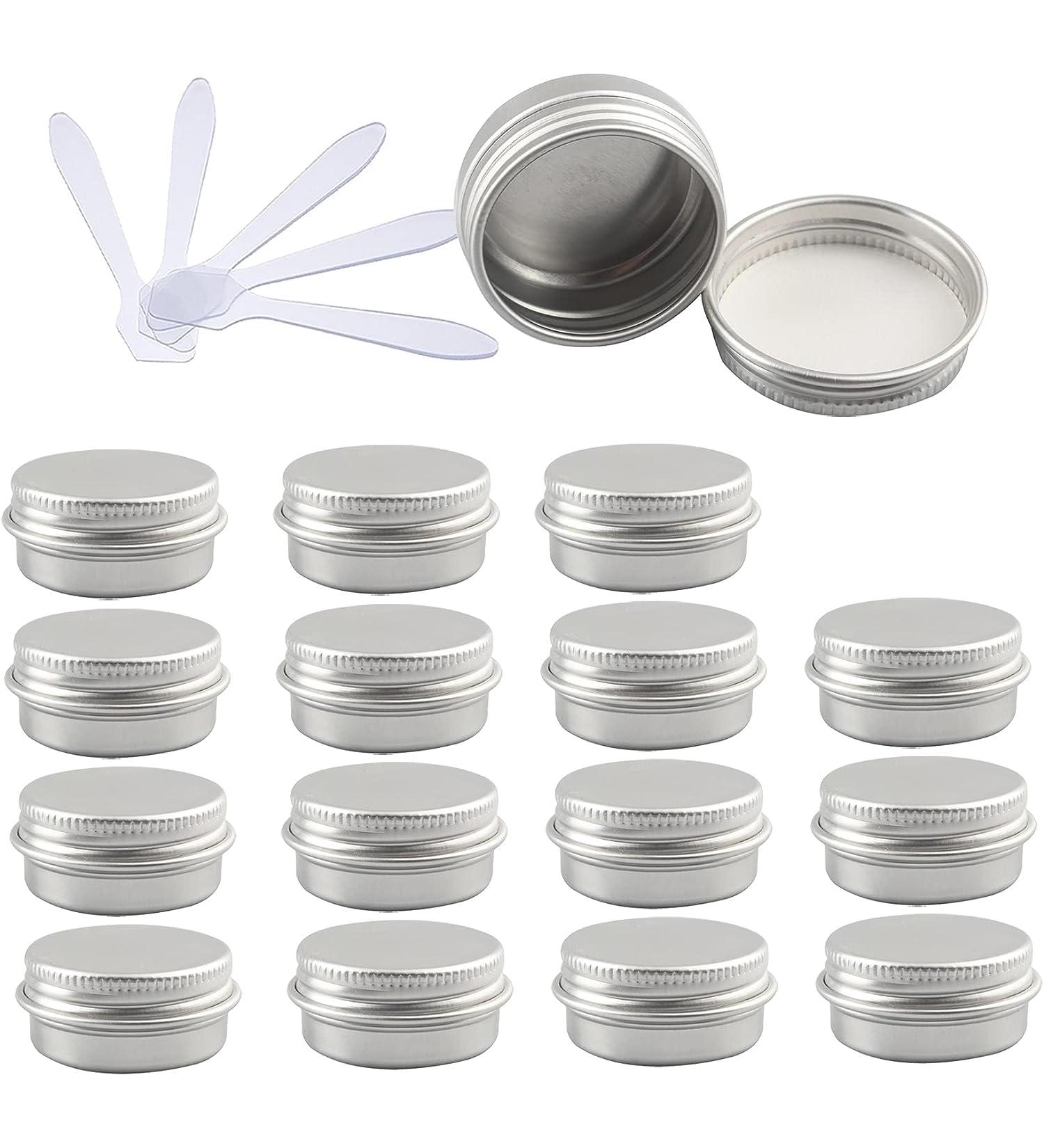 empty jars with lids cosmetic jar B0CL9KV58748 PC 10ml Blue Empty Round Aluminium Tins with Screw Lids Storage Jars Cosmetics Containers Pots with 6 Spatula (Color : Gold Size : 15ml) (Color : Silve - Buy Online on GoSupps.com
