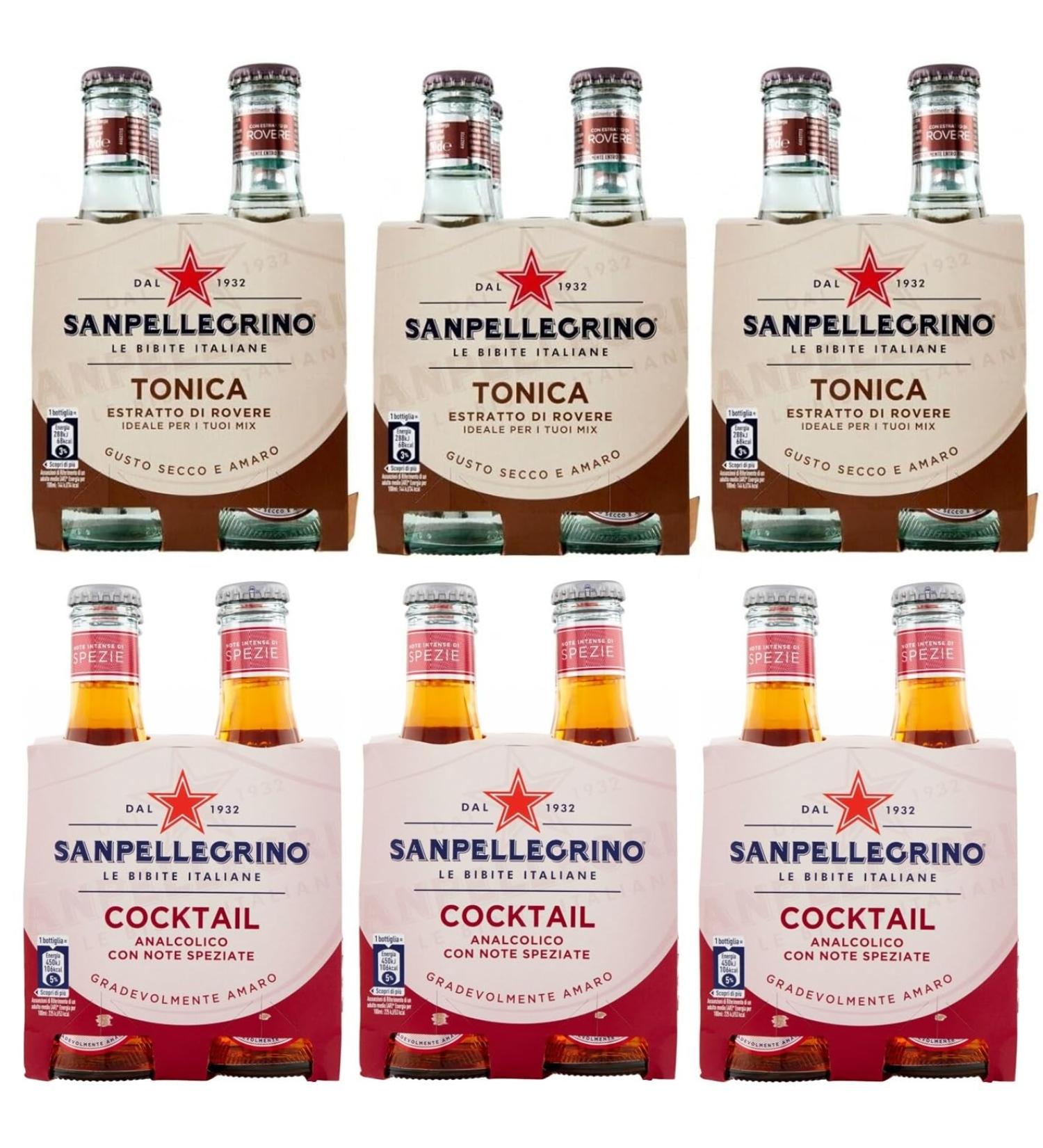 San Pellegrino Pack of 24 non-alcoholic drinks for cocktails + disposable glass bottle Tonica Rovere 20 cl - Buy Online on GoSupps.com
