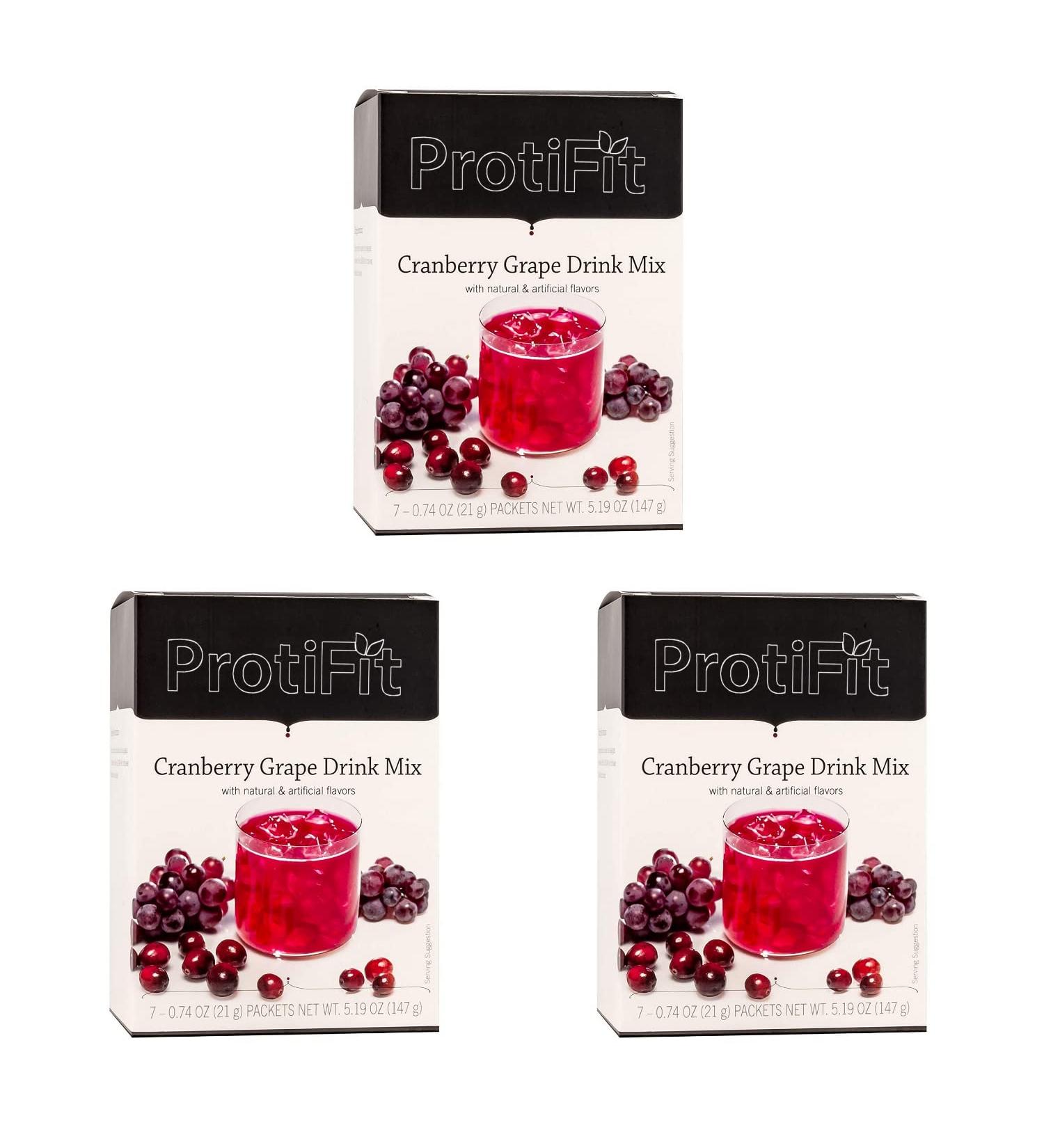 PROTIFIT - High Protein Cranberry Grape Fruit Drink 3 Pack 15g Protein Low Calorie Sugar Free Ideal Protein Compatible 7 Servings Per Box (3 Pack) - Buy Online on GoSupps.com
