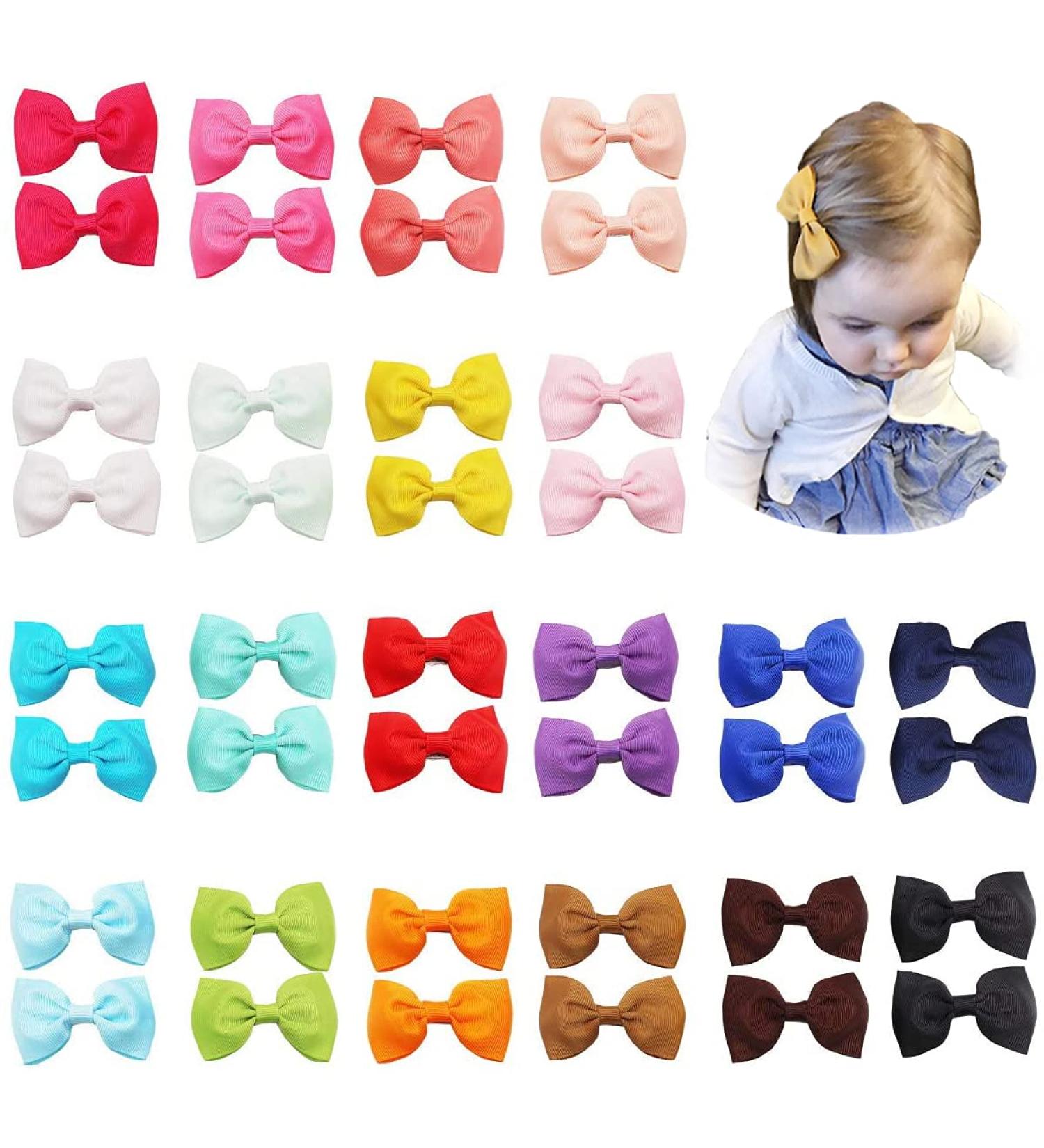 JOYOYO 40 Pcs Toddler Girls Hair Bow Clips - Multicolor Craft Bows for Baby Girls - 2.5 Inch Mini Hair Bows for Toddlers - Pack of 40 - Buy Online on GoSupps.com