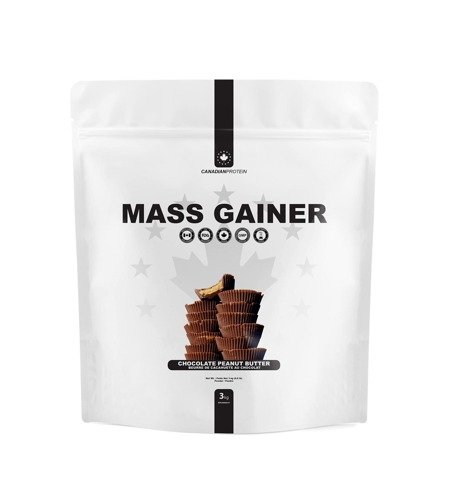 Canadian Protein Mass Gainer 54g of Protein | 3 kg of Chocolate Peanut Butter Flavoured Muscle Building Protein Shake | Contains Whey Protein Isolate Micellar Casein and Whey Protein Concentrate Chocolate Peanut Butter 3 kg (Pack of 1) - Buy Online on GoSupps.com
