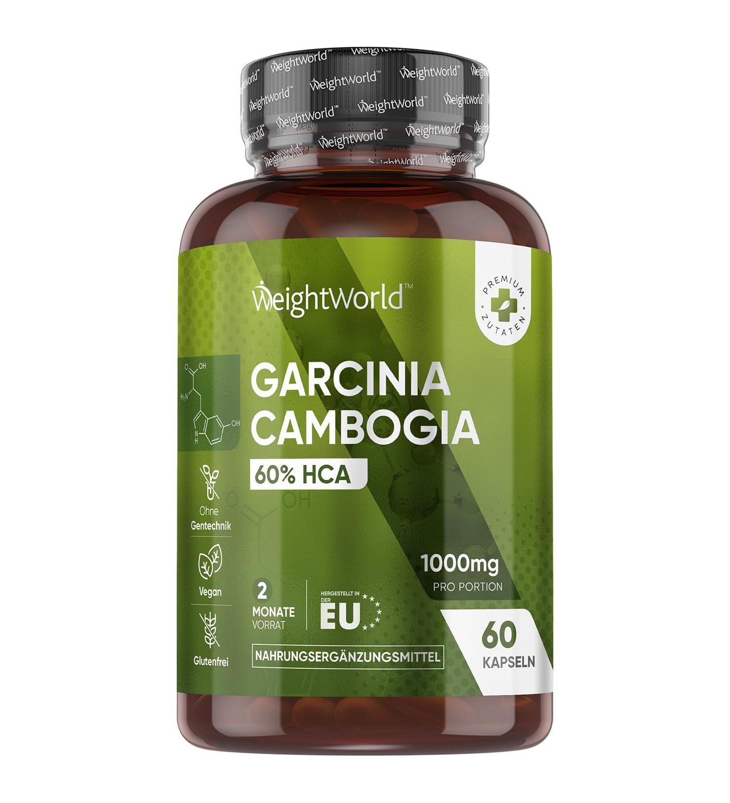 Garcinia Cambogia Pure 1000mg - 60 Vegan Capsules for Thermogenesis - 60% HCA Superfood - 2 Month Supply | WeightWorld International Shipping - Buy Online on GoSupps.com