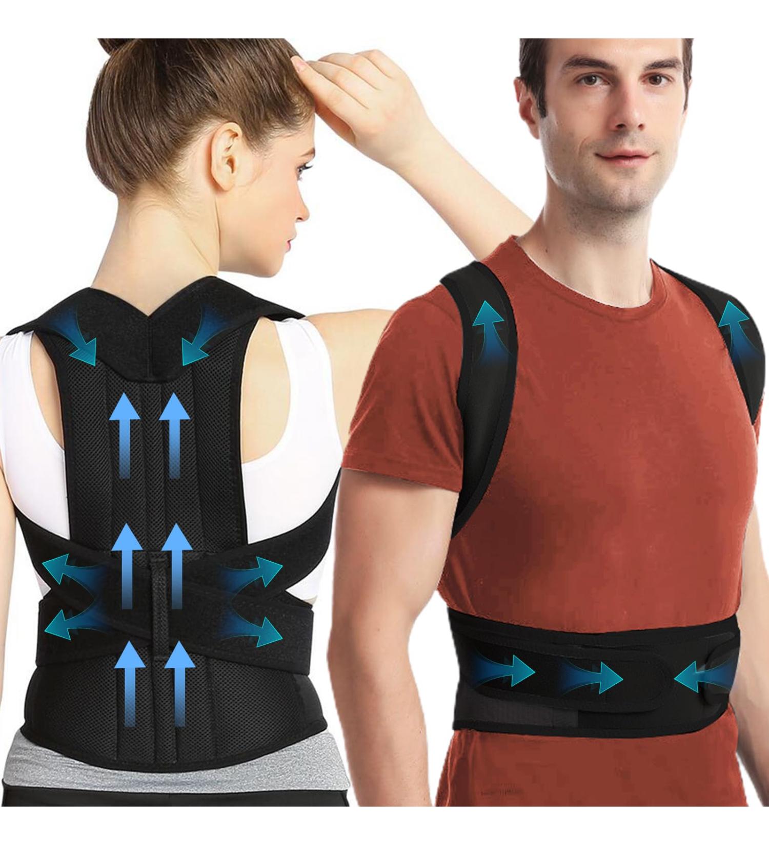 Back Brace Posture Corrector for Men & Women | Adjustable Lightweight Shoulder Straightener for Pain Relief - Buy Online on GoSupps.com
