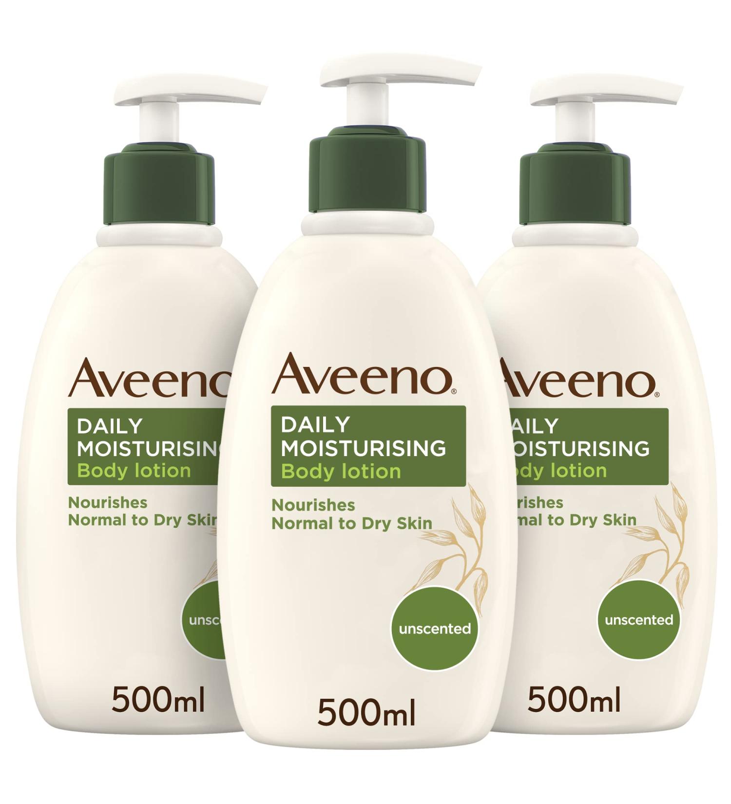 Aveeno 3 Pack Daily Moisturizing Body Lotion (3 x 500ml) Moisturizing Lotion Enriched with Nourishing Colloidal Oatmeal Gentle Body Moisturizer Suitable for - Buy Online on GoSupps.com