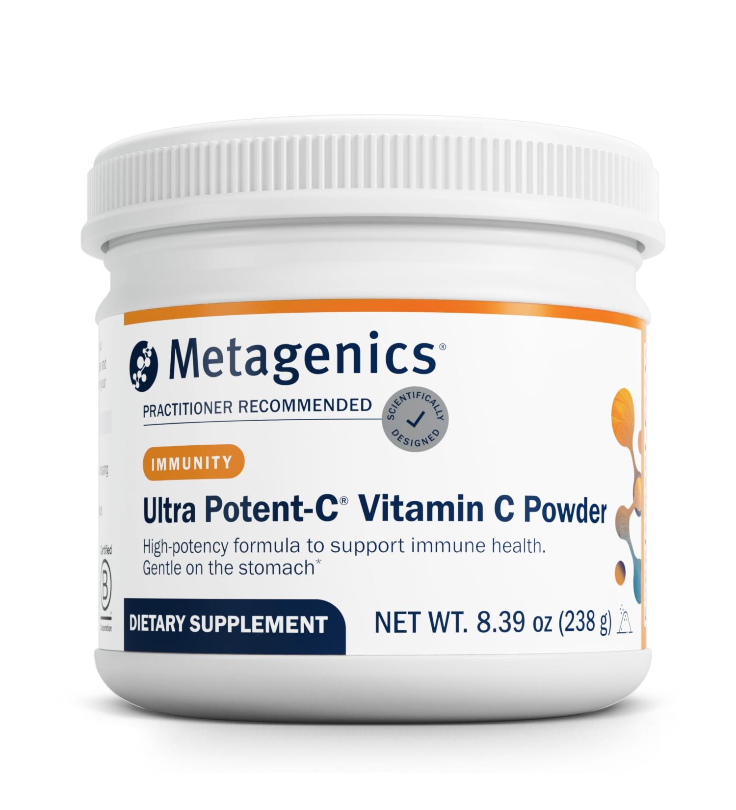 Metagenics Ultra Potent C Vitamin C Powder - Immune Support Supplements* - Gentle on Stomach - with Bioflavonoids L Glutathione & L Lysine - Non GMO Gluten Free - 8.39 oz - Buy Online on GoSupps.com