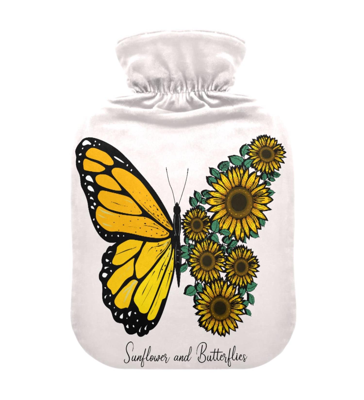 Durable 1L Heat Bottle - Warm-Up Bag for Pain Relief | Sunflower Butterfly Pattern - Buy Online on GoSupps.com