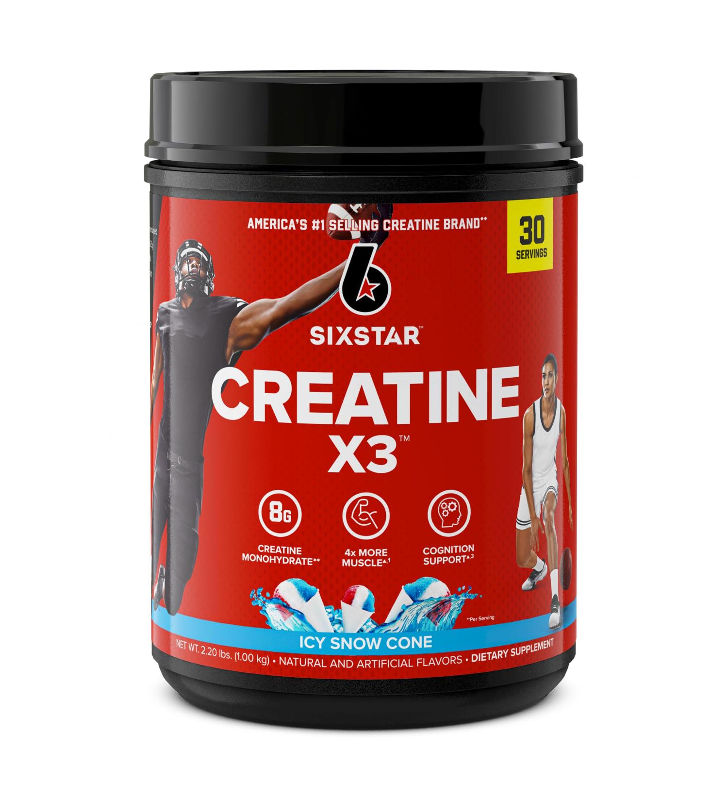 Six Star Creatine Powder X3 | Creatine HCl & Monohydrate | Muscle Recovery Supplement | ICY Snow Cone Flavor | 30 Servings - International Shipping Available - Buy Online on GoSupps.com