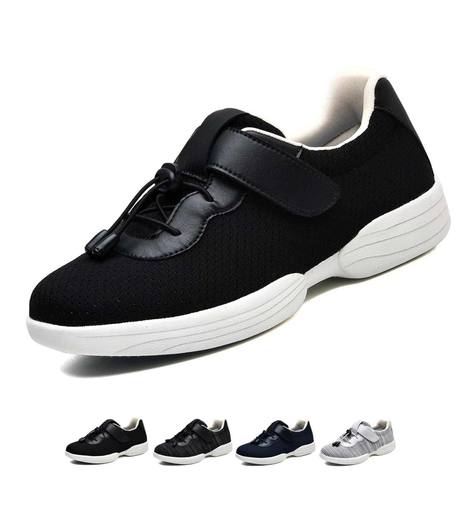 Optigard Women's Wide Diabetes Shoes | Adjustable Closure Non-Slip Sneakers for Swollen Feet | Diabetic Edemas | Black - Size 8.5 Women/8.5 Men - Buy Online on GoSupps.com