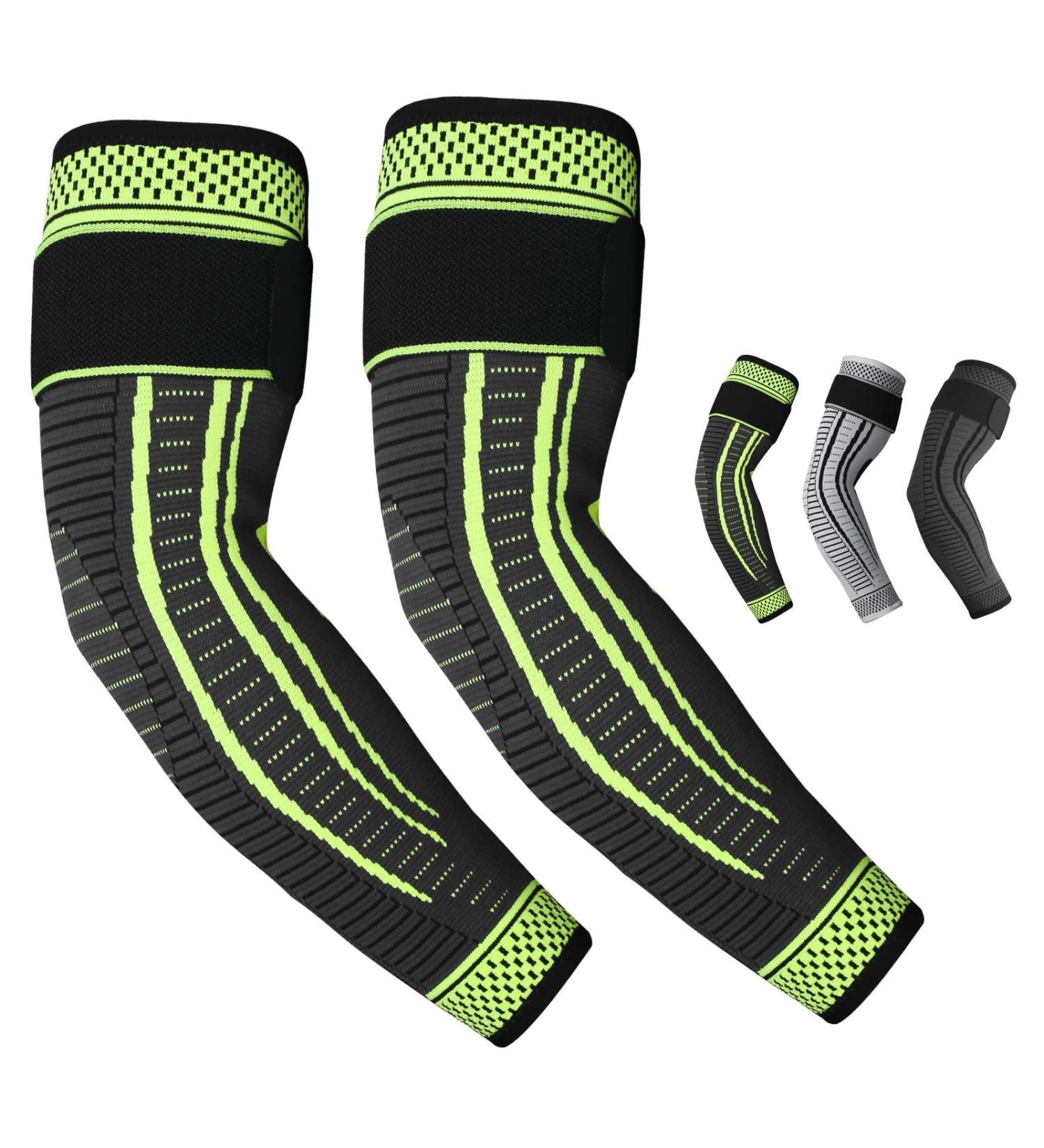 Ruilala Elbow Bandage Compression Breathable Non-Slip Support for Men & Women 2-Piece Set for Tennis Golf Arthritis & Tendonitis (Green M) - Buy Online on GoSupps.com