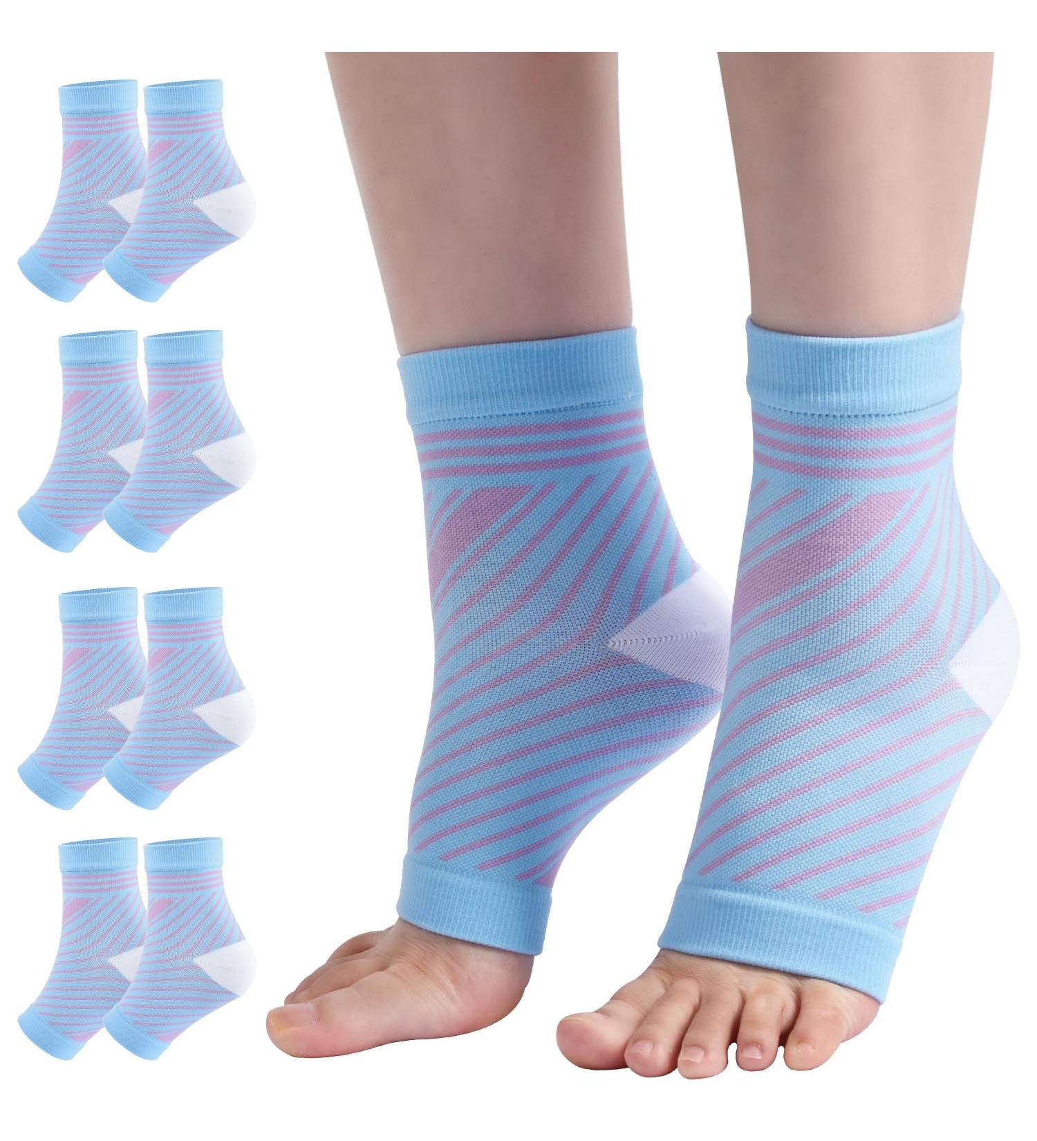 4 Pairs Neuropathy Plantar Fasciitis Compression Socks for Pain Relief - S Blue - Buy Online on GoSupps.com