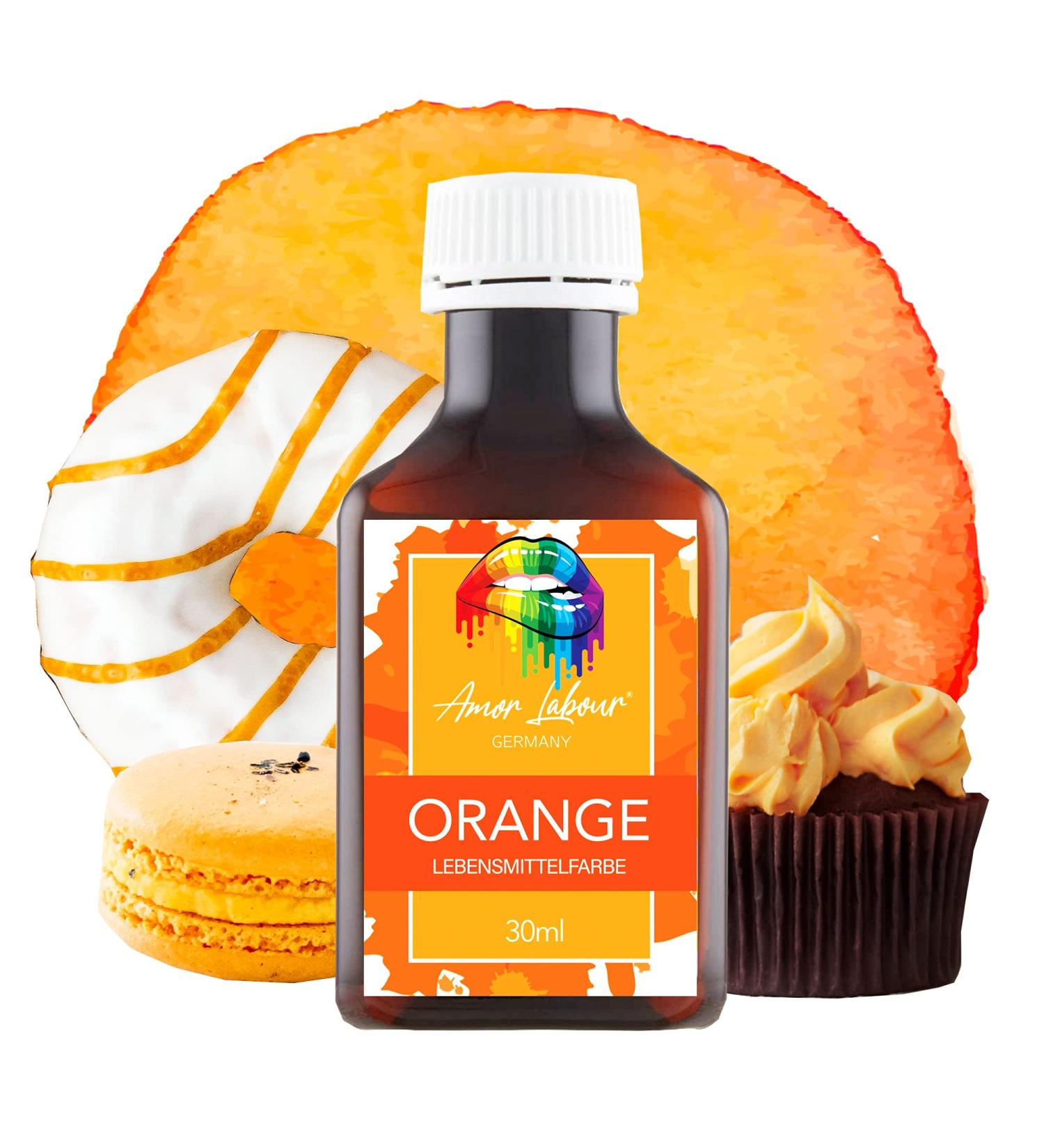 AMOR LABOUR Professional Food Coloring ORANGE 30ml - Ideal for Dough Desserts Muffins & Macarons - Shop Internationally! - Buy Online on GoSupps.com