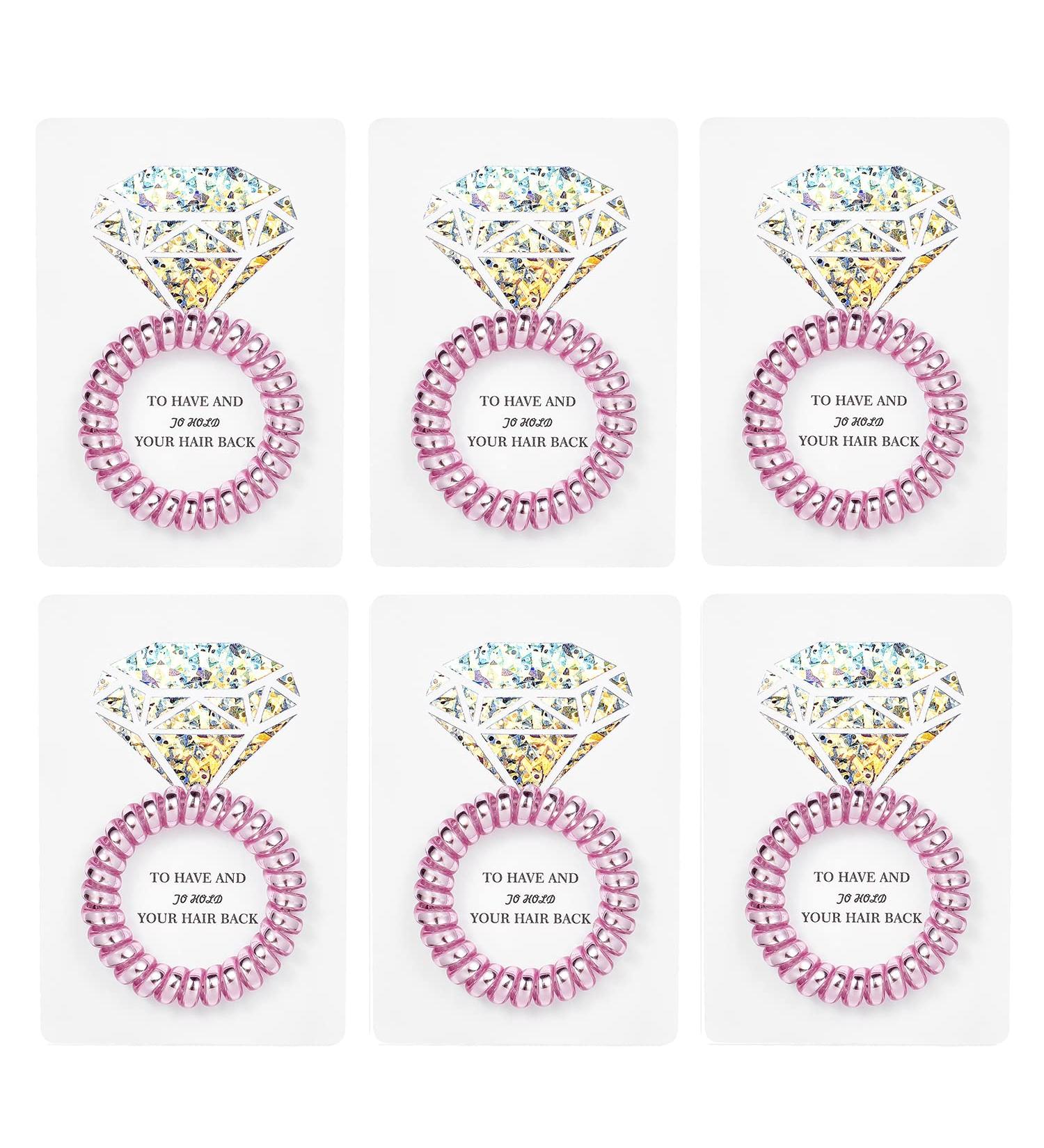 Set of 6 Pink Coil Spiral Hair Ties - Bachelorette Party Favors & Bridesmaid Gifts - Buy Online on GoSupps.com