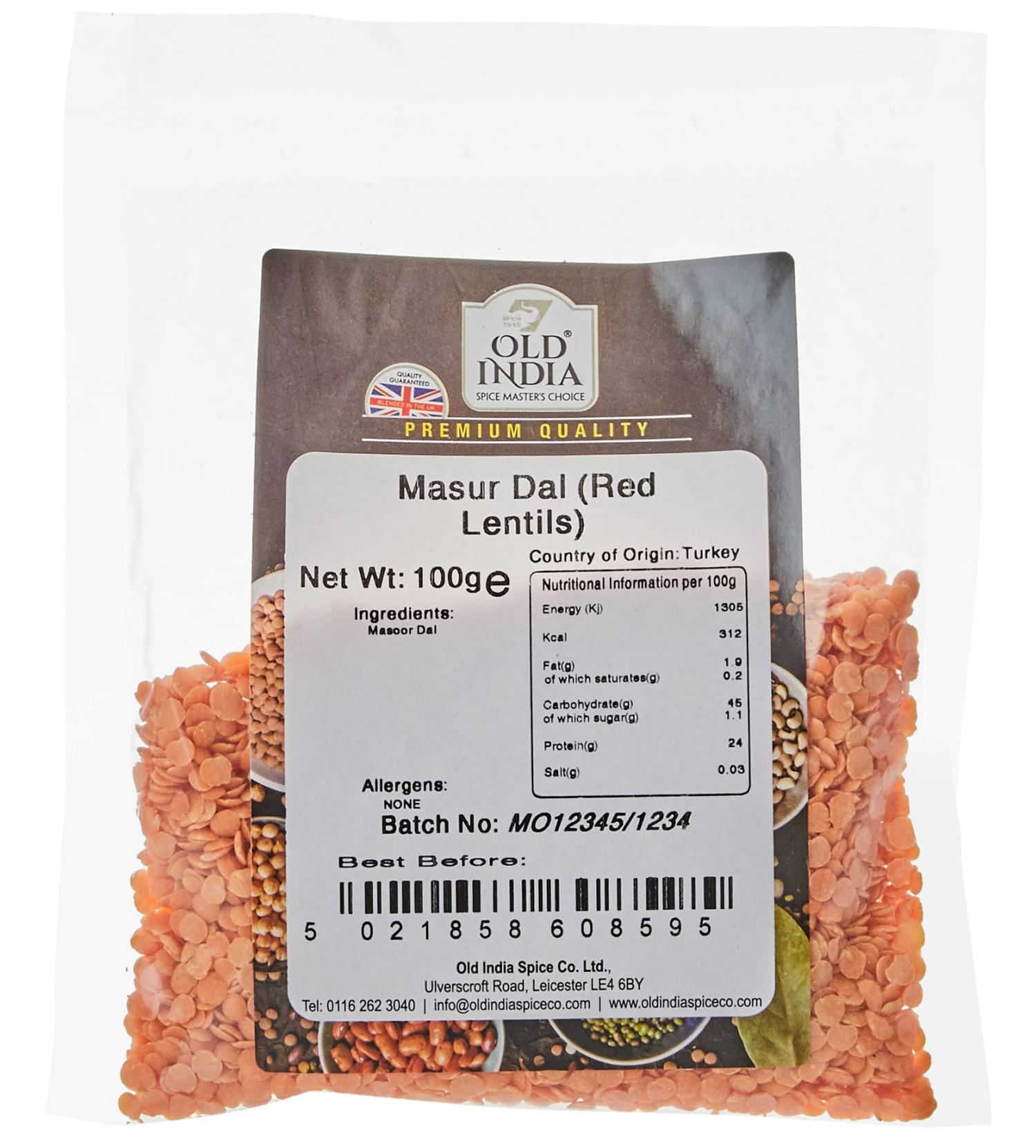 Old India Masur Dal (Red Lentils) 100g - Premium Quality Lentils for Healthy Cooking - Buy Online on GoSupps.com