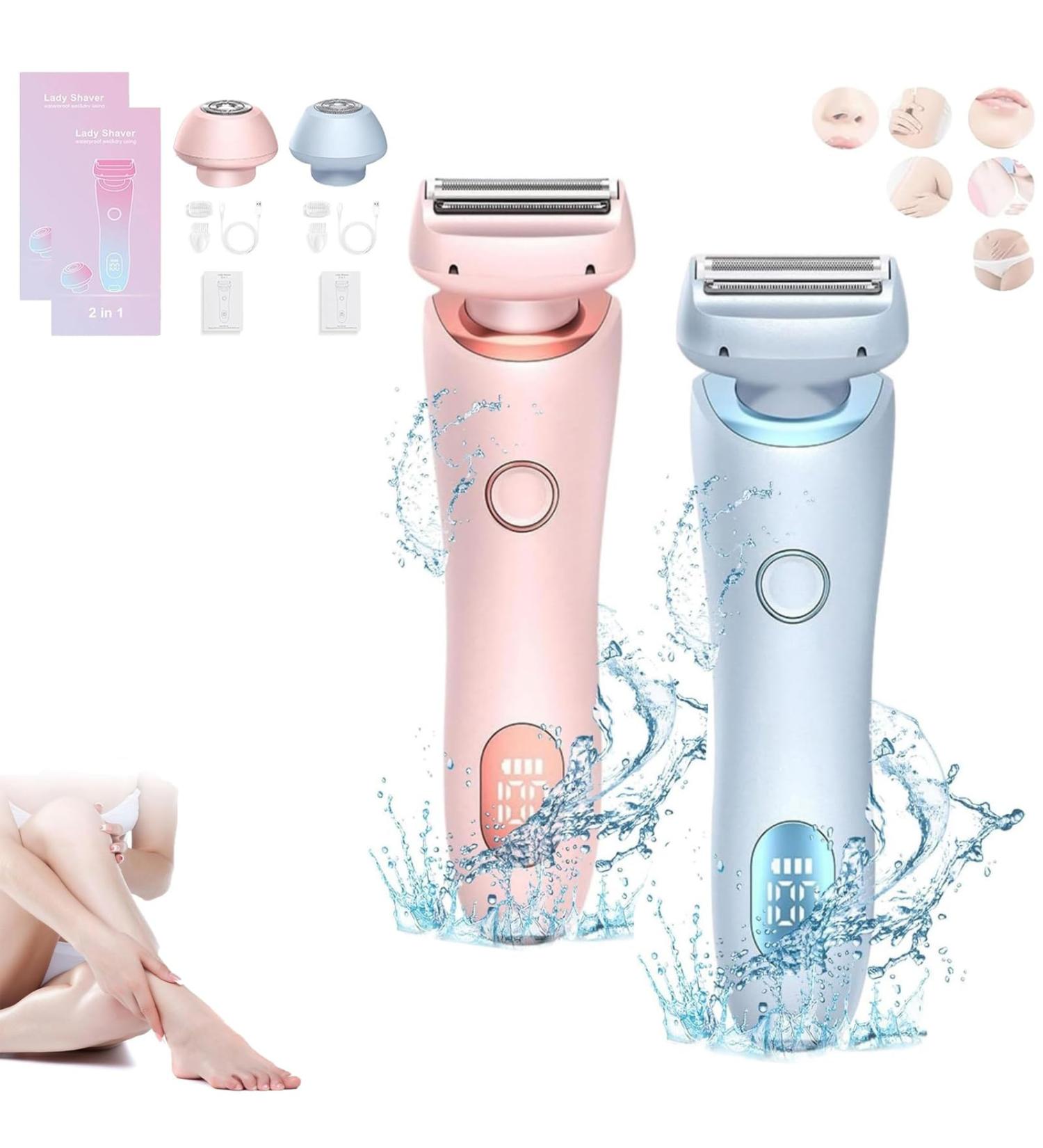 Duskofficial Razor Dusk Official Electric Razor The Glide Pro 3.0 Premium Shaver 2 in 1 Electric Waterproof Shaver Razors for Women Ipx7 Wet & Dry for Leg Arm Underarm Pubic Area (Pink+Blue) - Buy Online on GoSupps.com