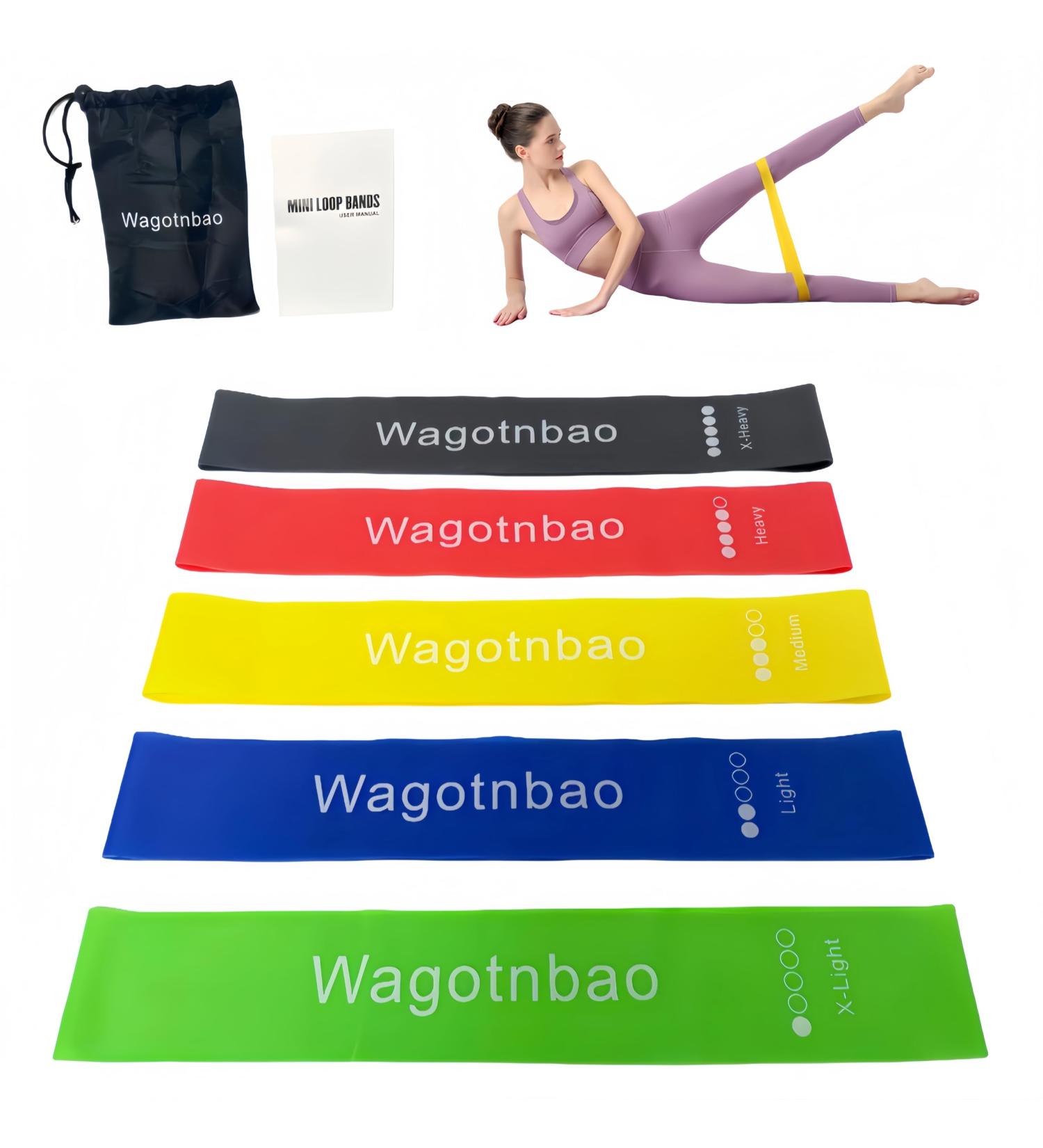 Resistance Bands Set of 5 - Colorful Elastic Bands for Home Gym Yoga & Strength Training - Includes Carry Bag - Buy Online on GoSupps.com