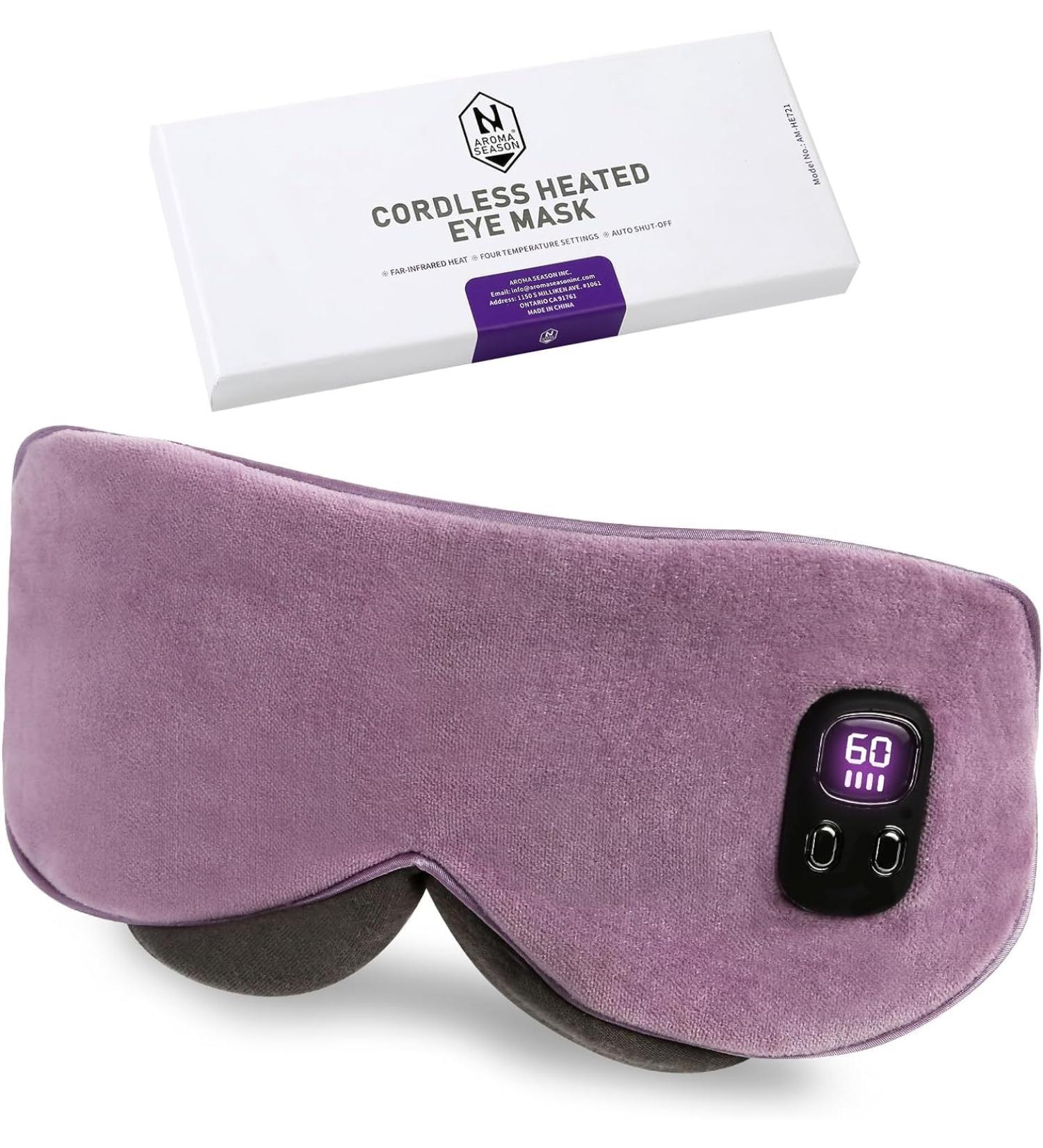 Aroma Season Heated Eye Mask Warm Eye Compress 4 Temperature Level Light-Blocking Cordless Heated Eye Mask Gift for Men Women(Purple) - Buy Online on GoSupps.com