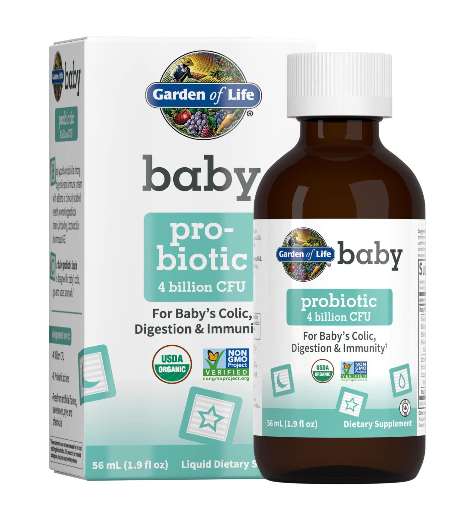 Garden of Life Baby Probiotic 4 Billion CFU - 1.9 fl oz (56 ml) | Digestive & Immune Support - Buy Online on GoSupps.com