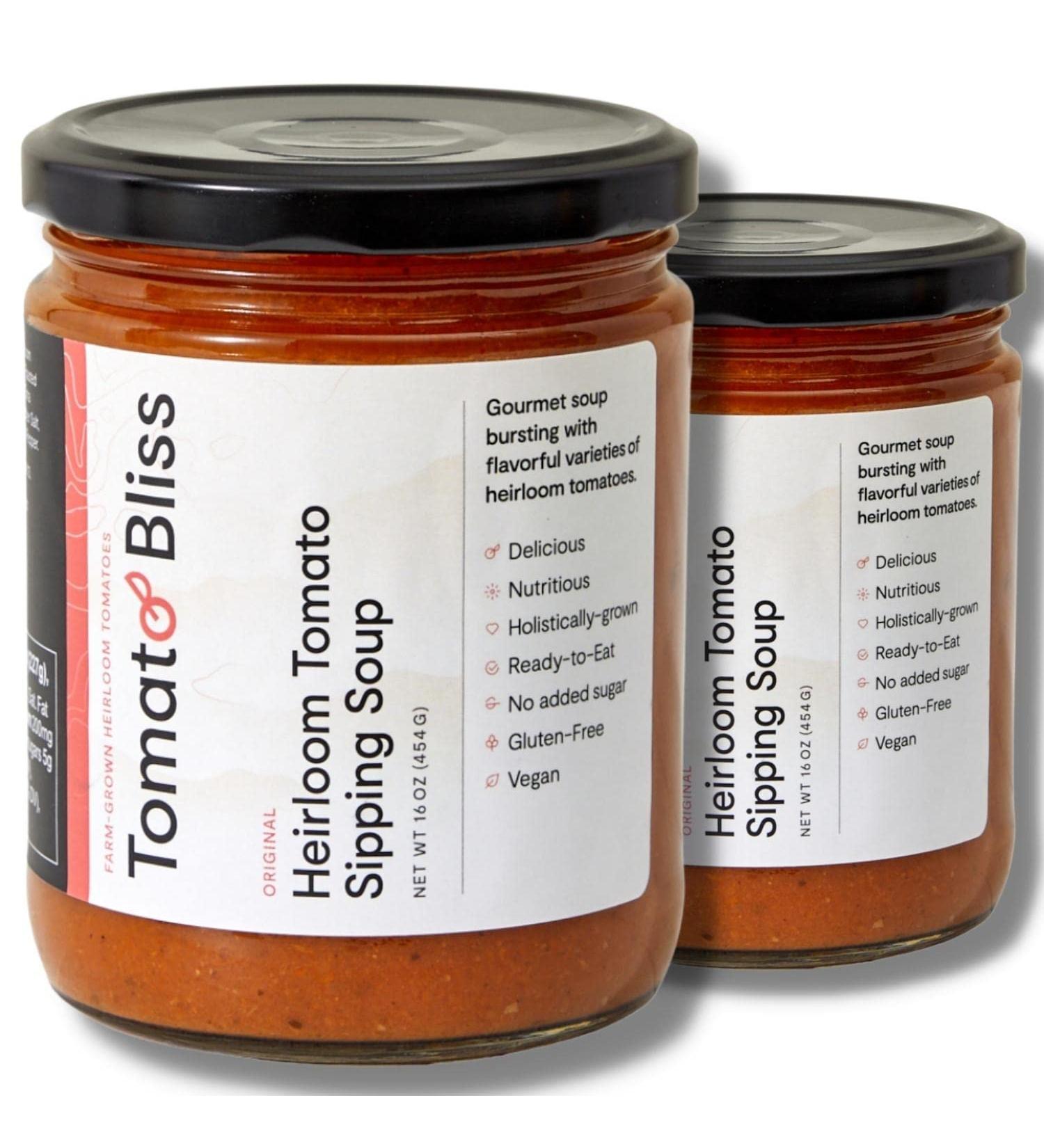 Tomato Bliss Original Heirloom Tomato Basil Soup 16 oz 2-Pack - All Natural, Non-GMO, Vegan, Dairy-Free, No Added Sugar, High in Vitamin C and Antioxidants - Buy Online on GoSupps.com